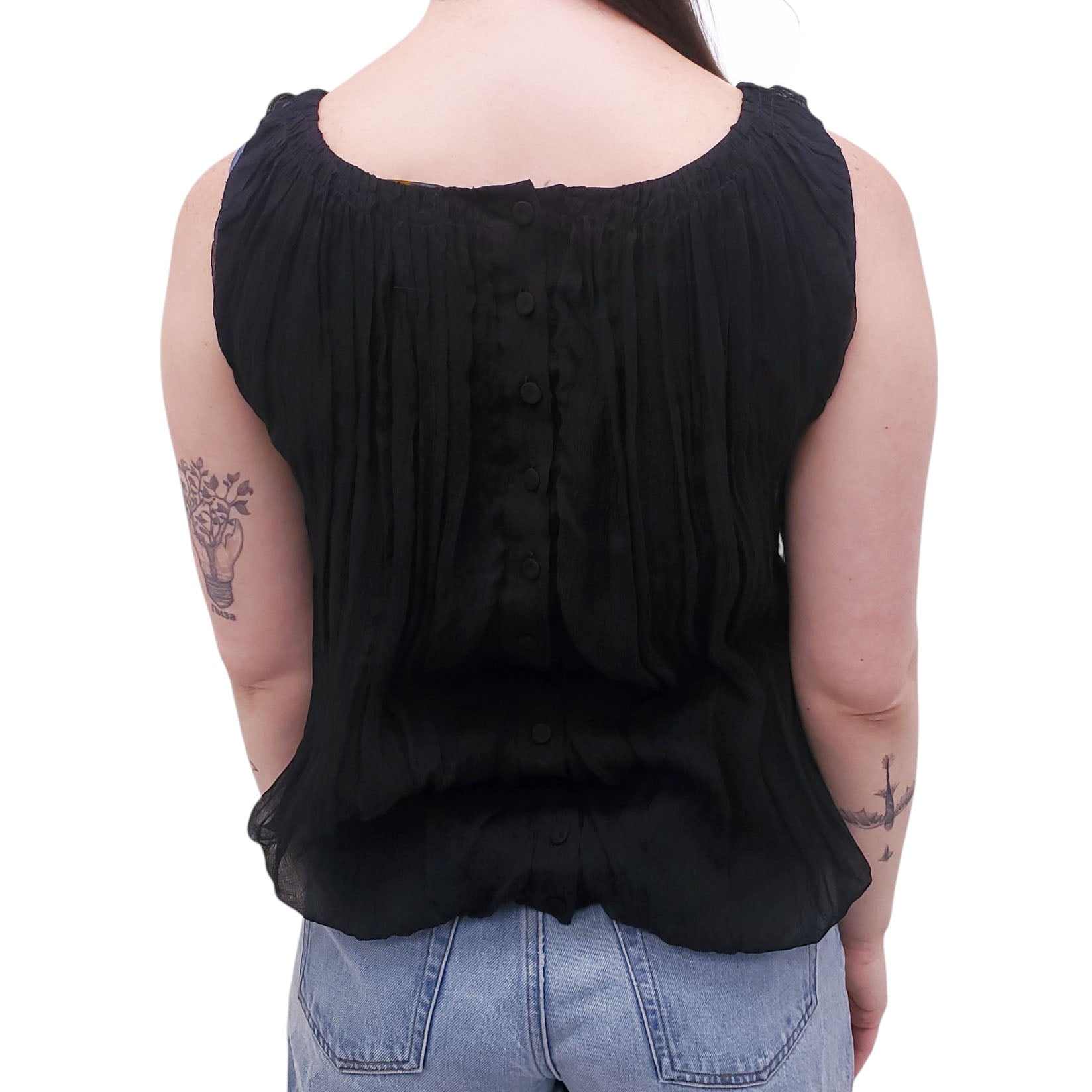 FENDI BLACK RUCHED TOP - SIZE 40