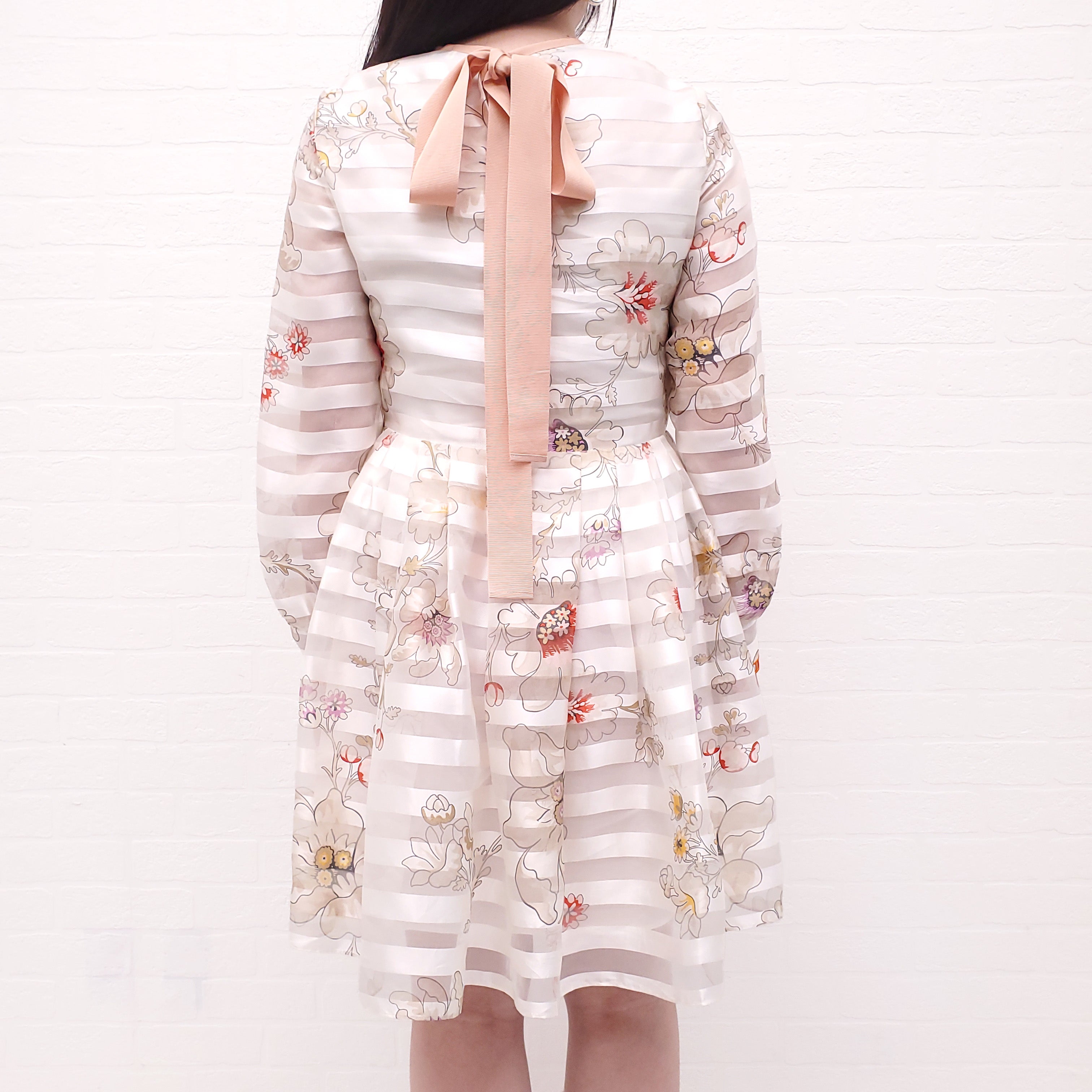 FENDI CREAM SILK PODESWA FLORAL DRESS - SIZE 42