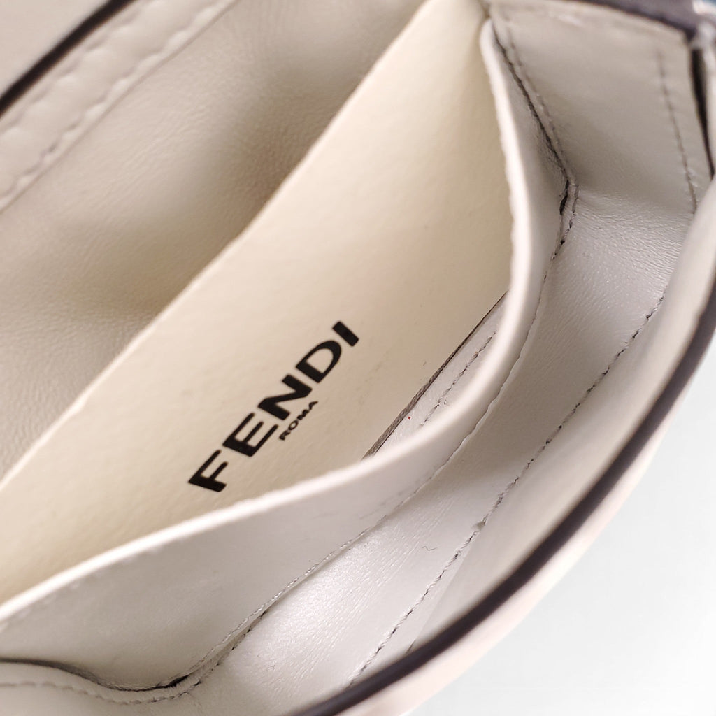 FENDI MINI WHITE NAPPA MATISSE FF EMBOSSED NANO BAGUETTE WITH CHAIN