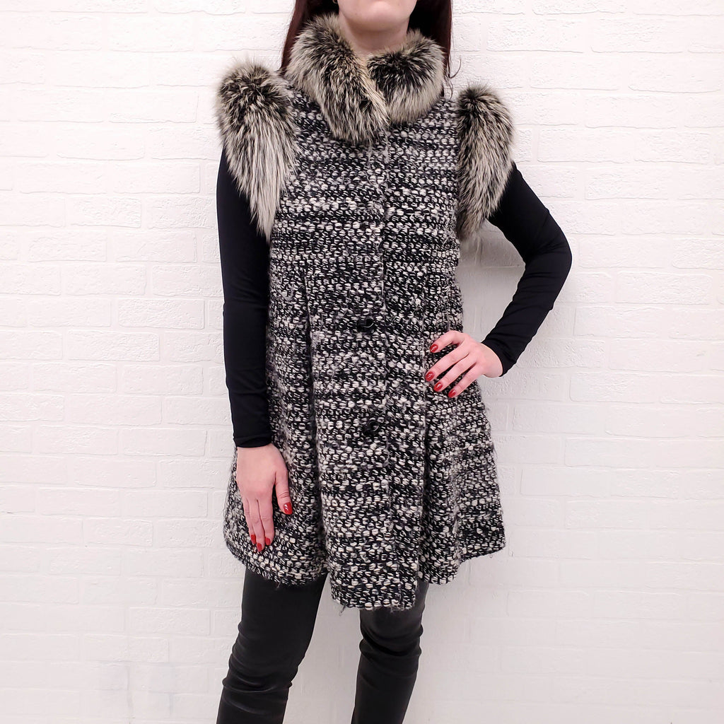 FENDI SWEATER JACKET WITH FUR - SIZE 40