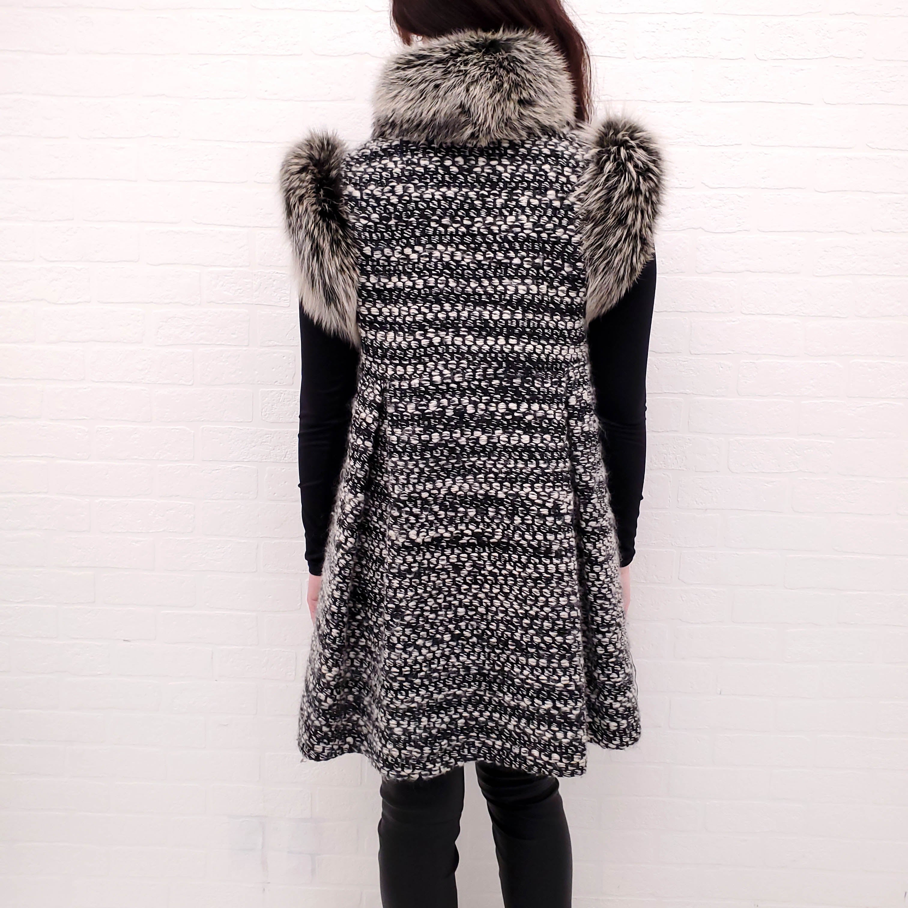 FENDI SWEATER JACKET WITH FUR - SIZE 40