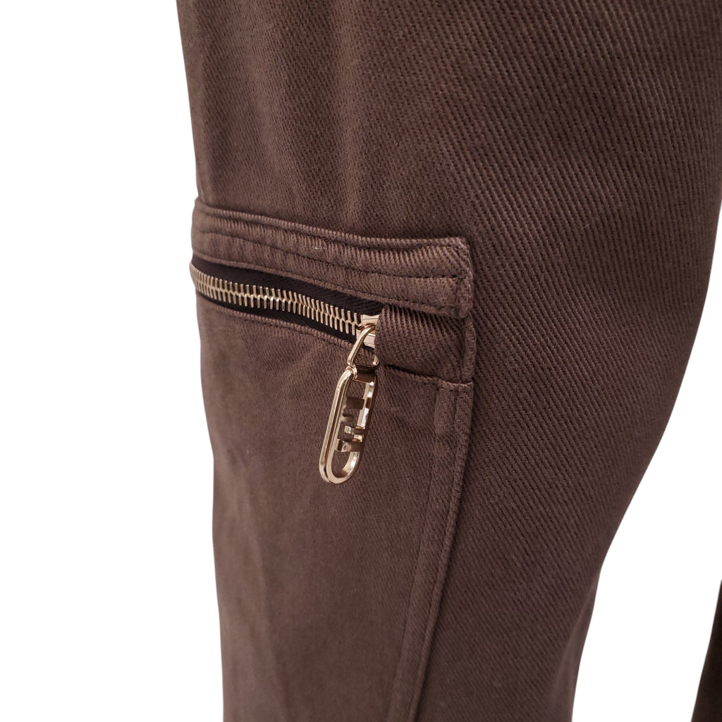 FENDI TAUPE CARGO PANTS WITH LOGO ZIPPERS - SIZE 38