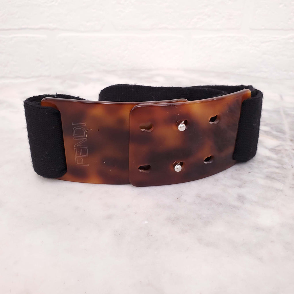 FENDI TORTOISE SHELL LOGO BELT - SIZE S