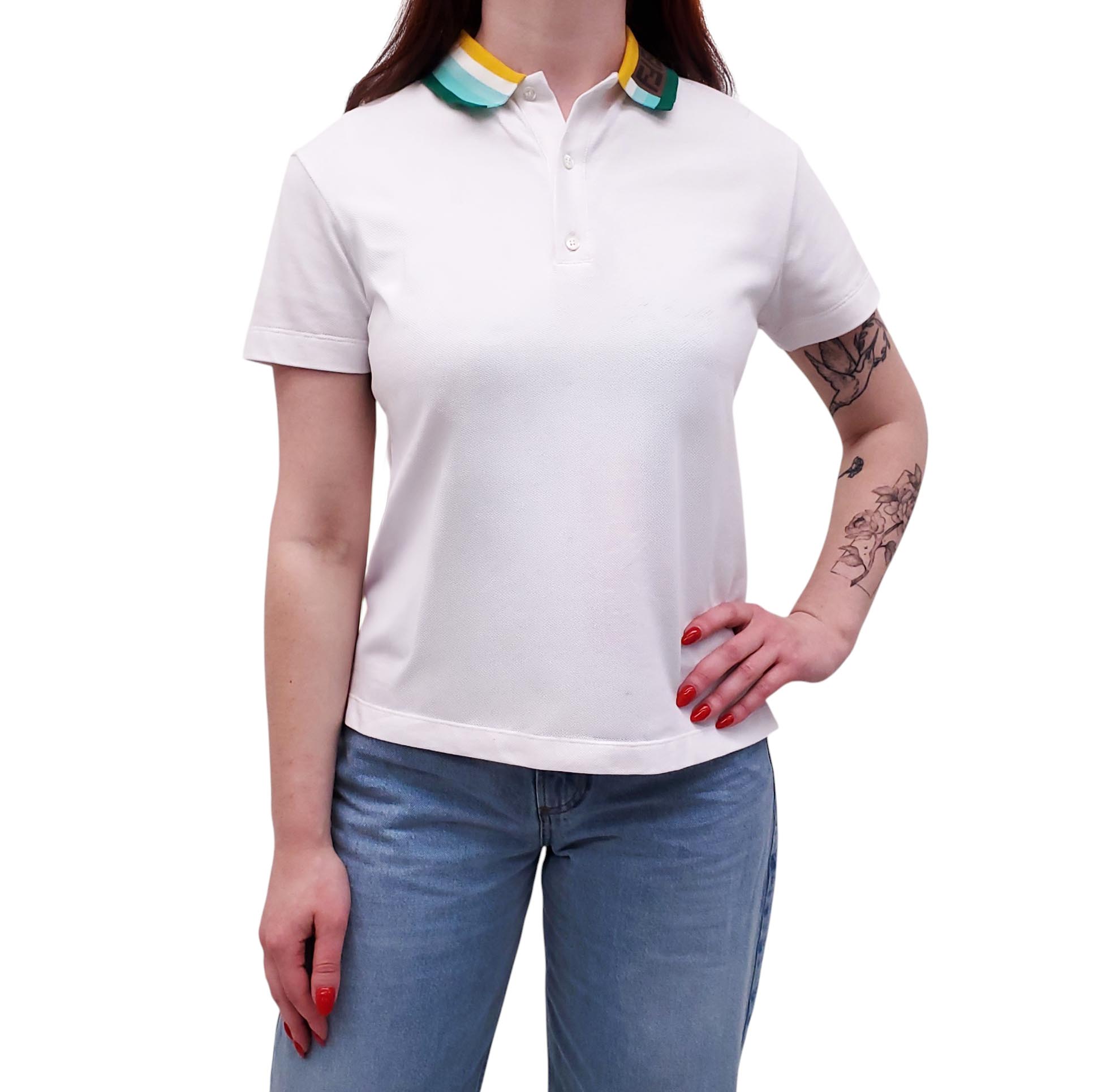 FENDI YELLOW AND GREEN LOGO POLO TOP - KIDS' SIZE 12+ (XS)
