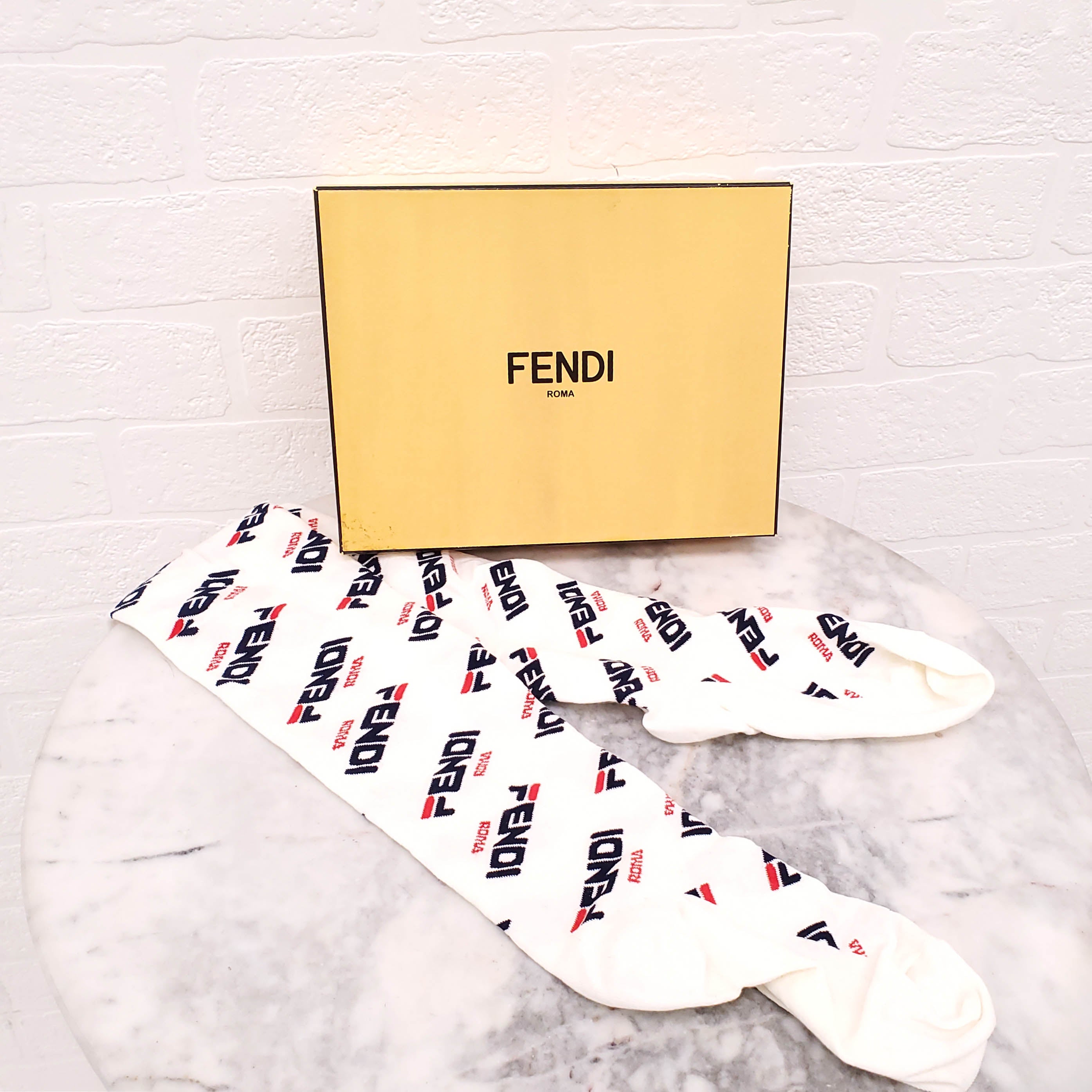 FENDI x FILA WHITE LOGO TIGHTS - SIZE S