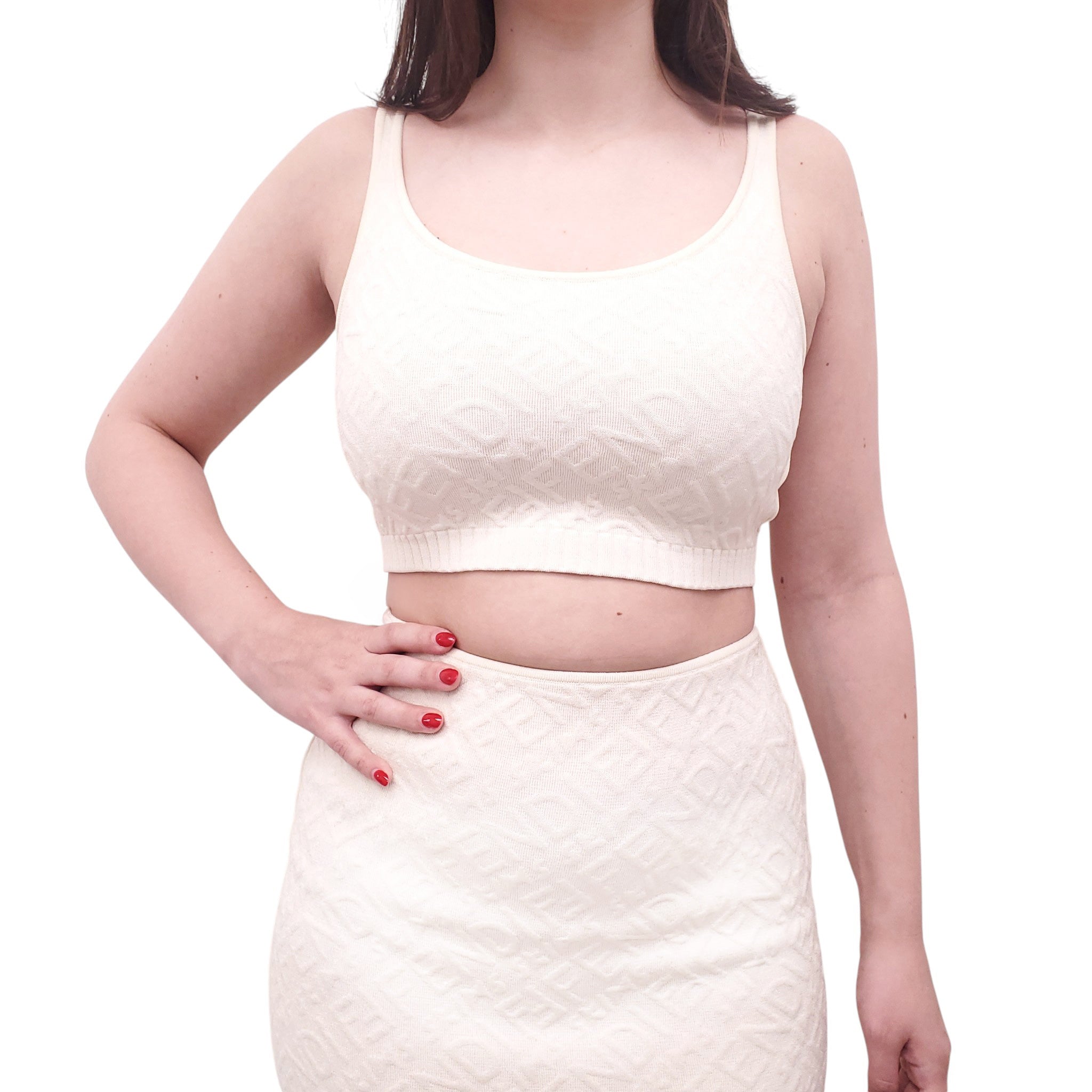 FENDI x SKIMS CREAM LOGO SKIRT SET - SIZE 42