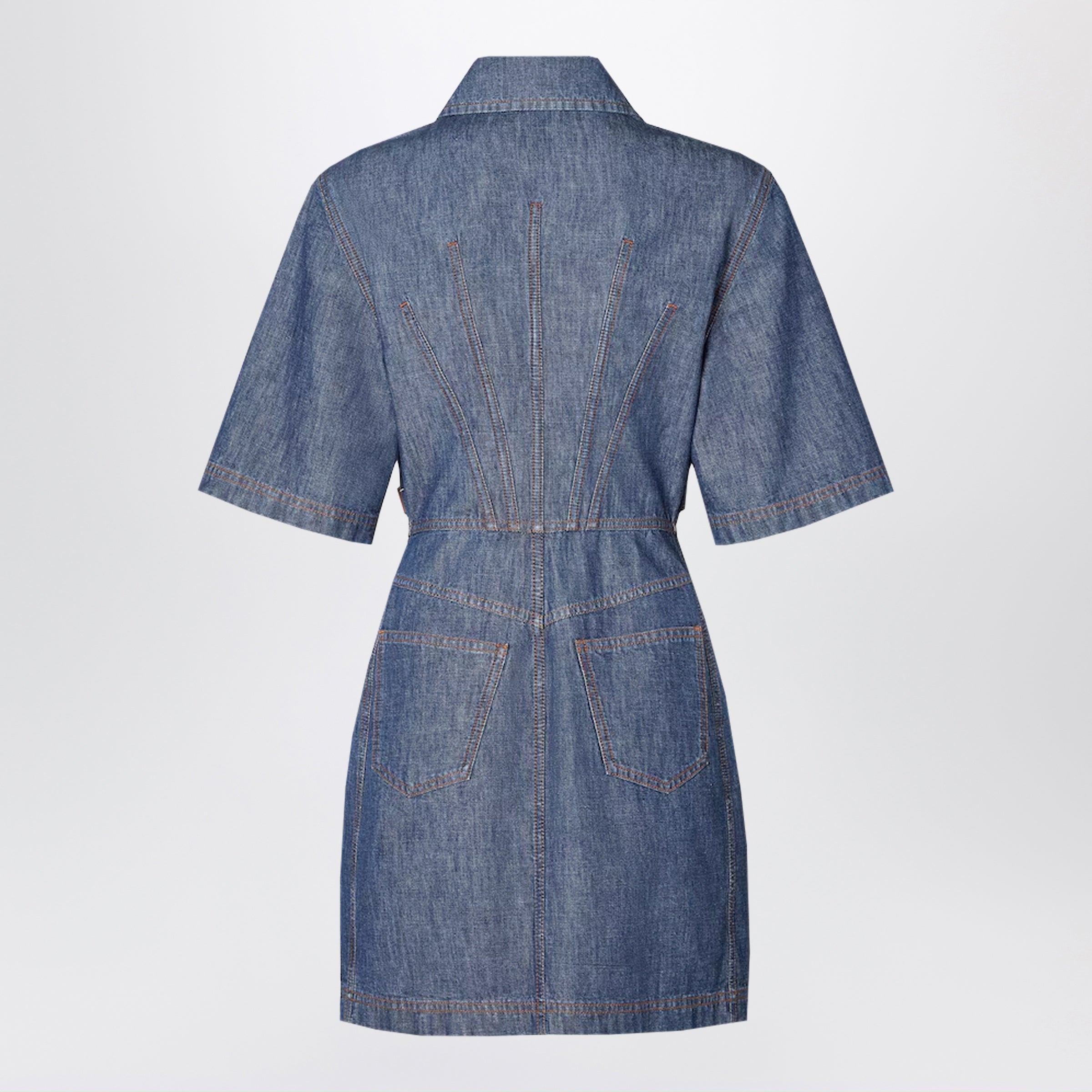 Fendi Navy Blue Chambray Dress Women