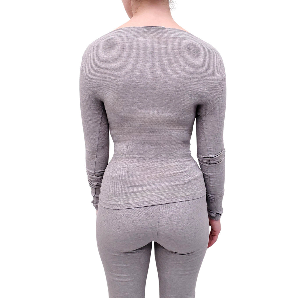 FRANKIES BIKINIS GREY RIBBED PANTS SET - SIZE XS/L