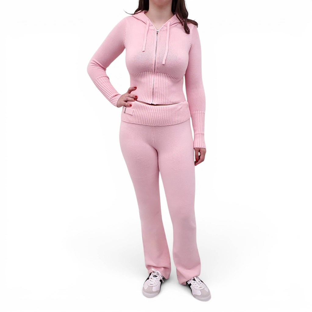 FRANKIES BIKINIS PINK KNIT SWEATSUIT - SIZE M/L