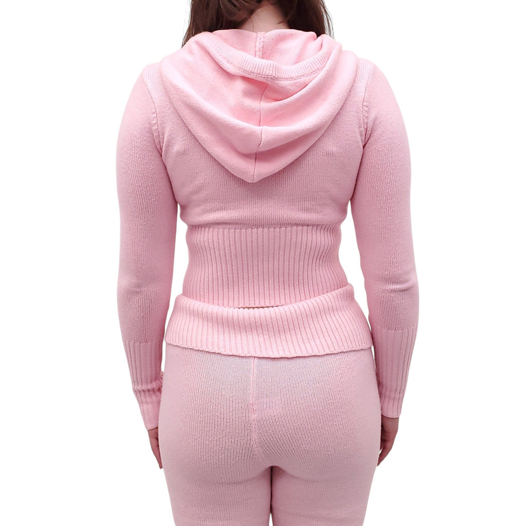 FRANKIES BIKINIS PINK KNIT SWEATSUIT - SIZE M/L