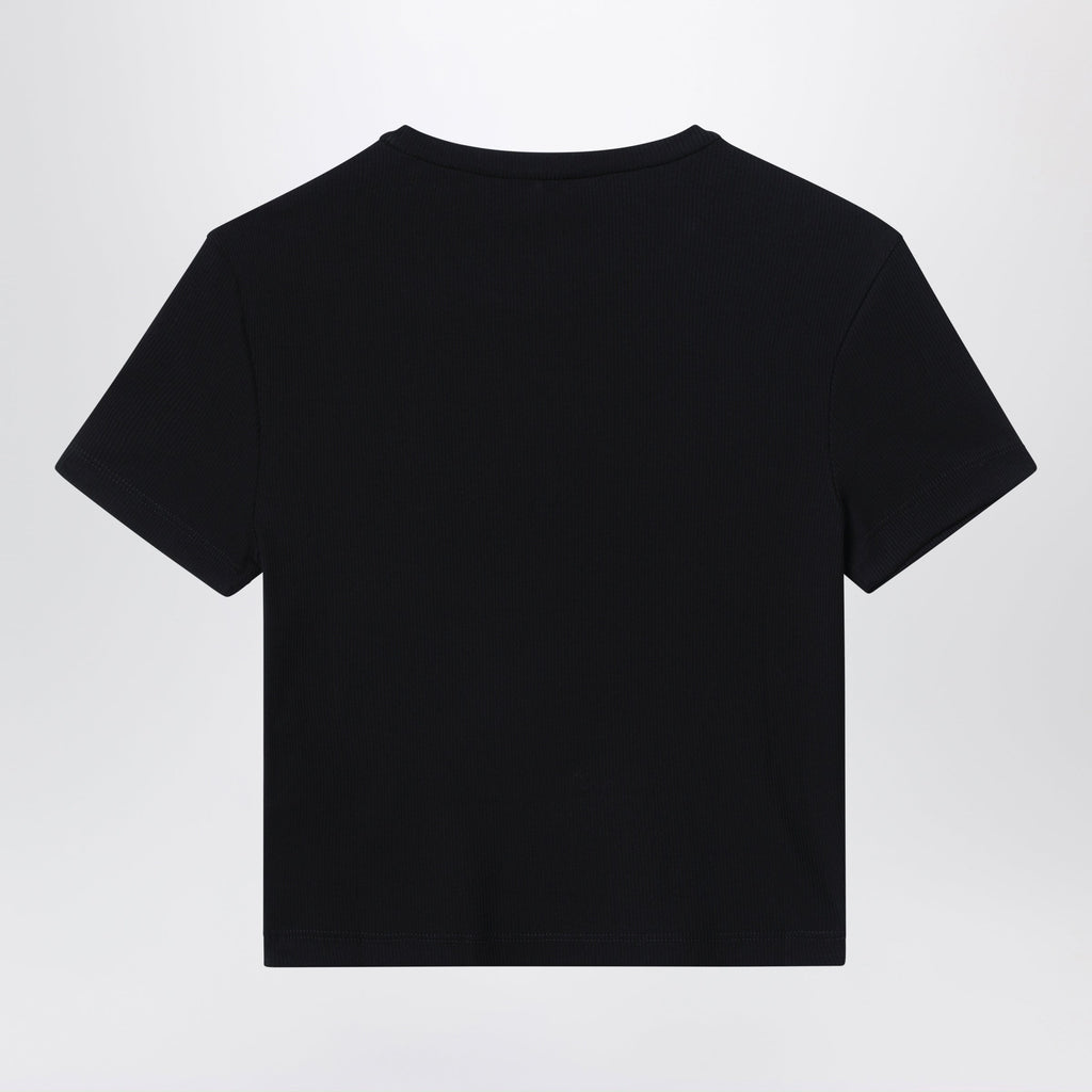 Fendi Black Cotton T-Shirt With Logo Patch Women