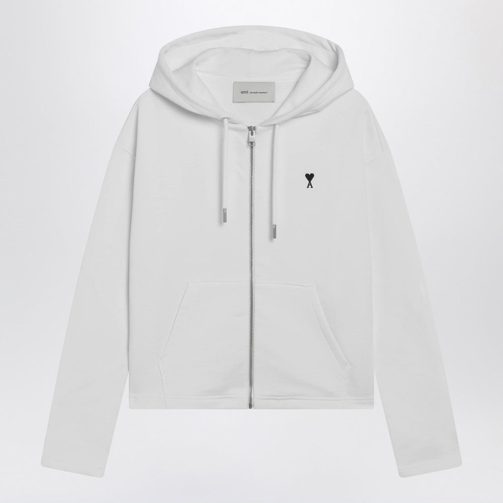 Ami Paris White Ami De Coeur Zip-Up Hoodie Women