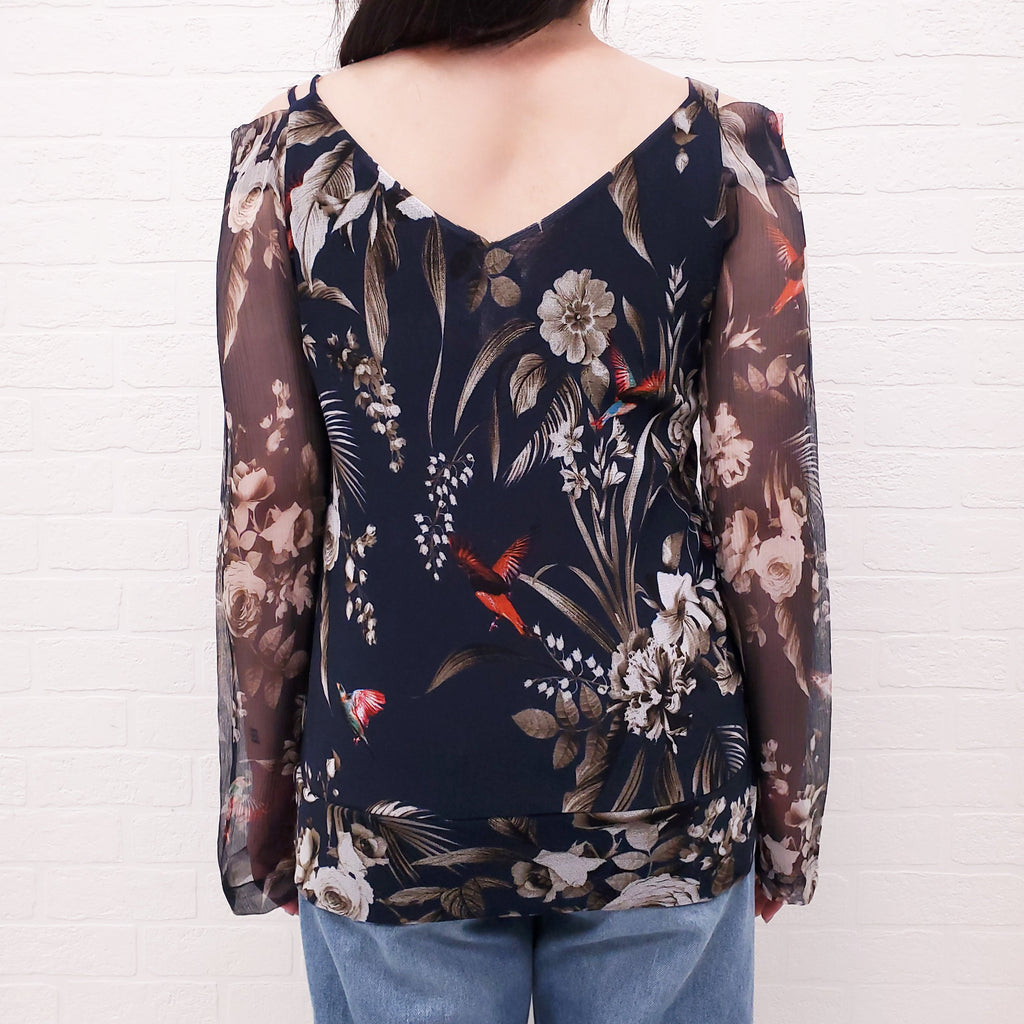FUZZI FLORAL MESH TOP - SIZE 44