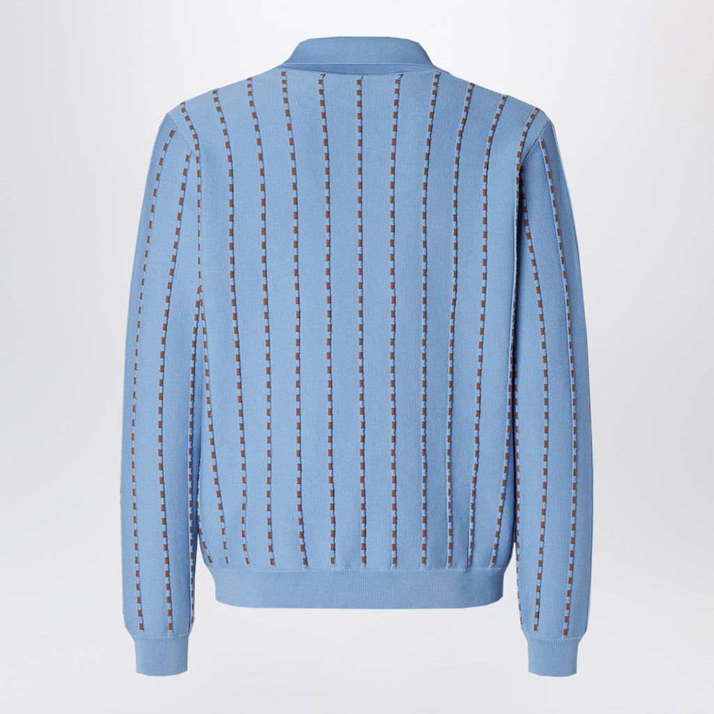 Fendi Light Blue Cotton Knit Jumper Men