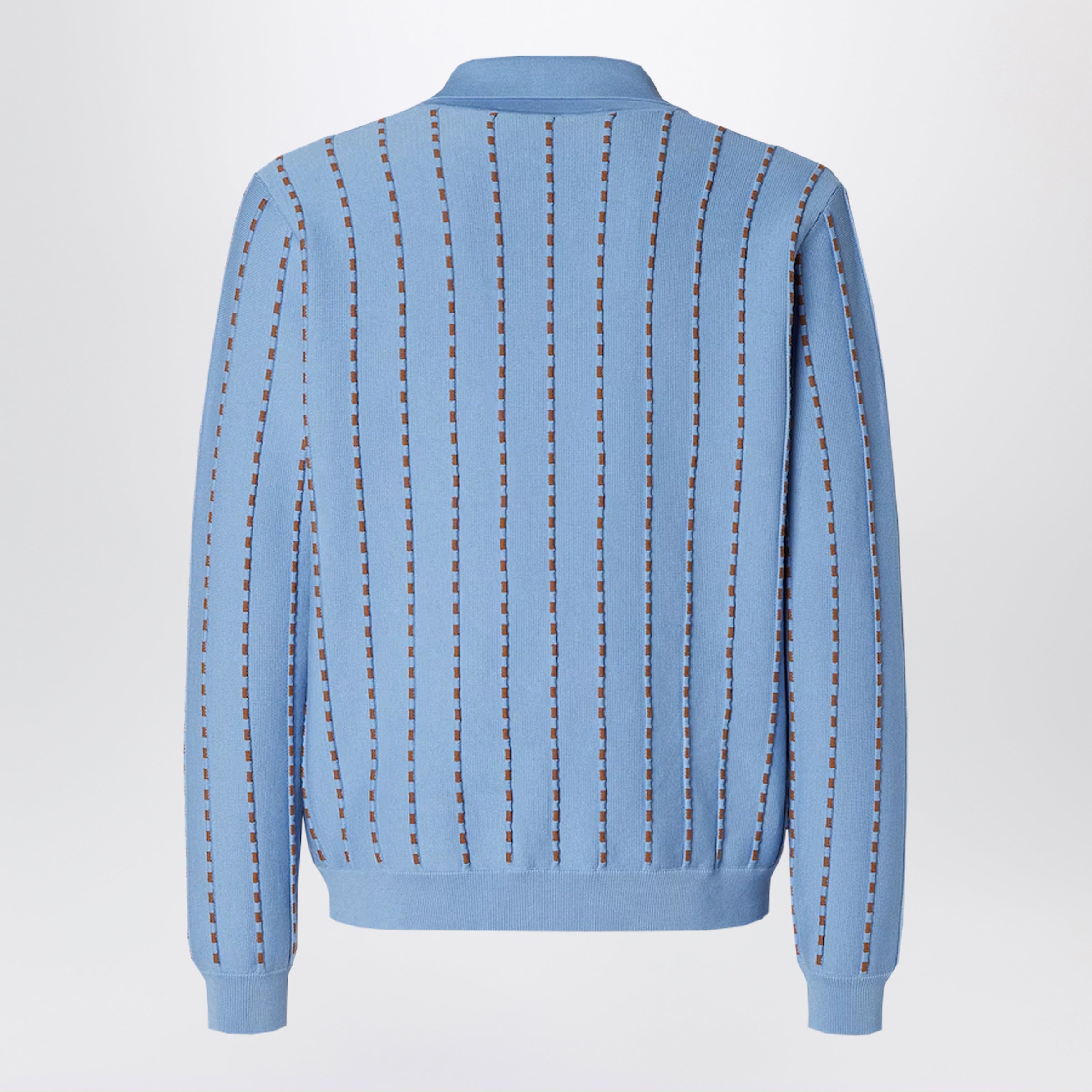 Fendi Light Blue Cotton Knit Jumper Men