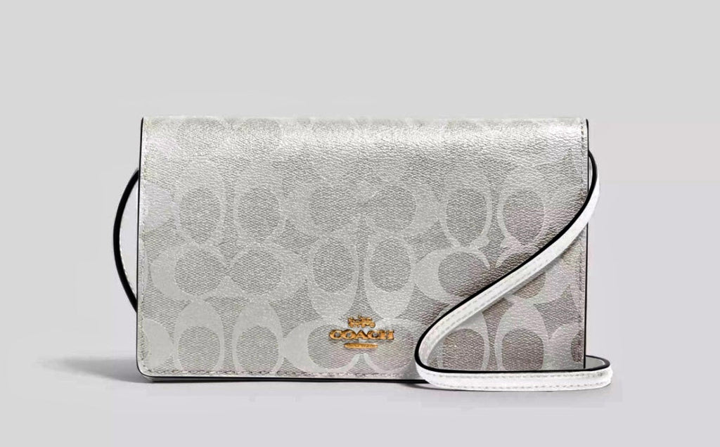NWT Coach Anna Foldover Clutch/
Crossbody In Signature Canvas & Leather