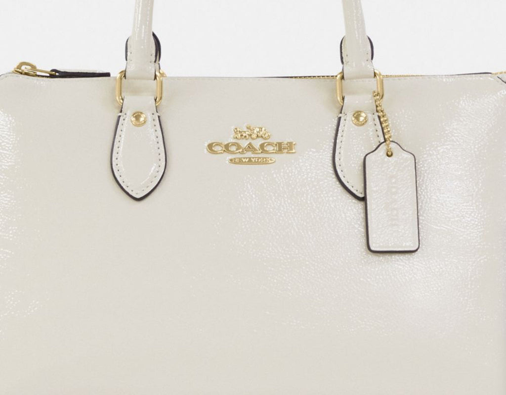 NWT Coach Georgia Satchel Bag In Patent Leather Gold/Pearl