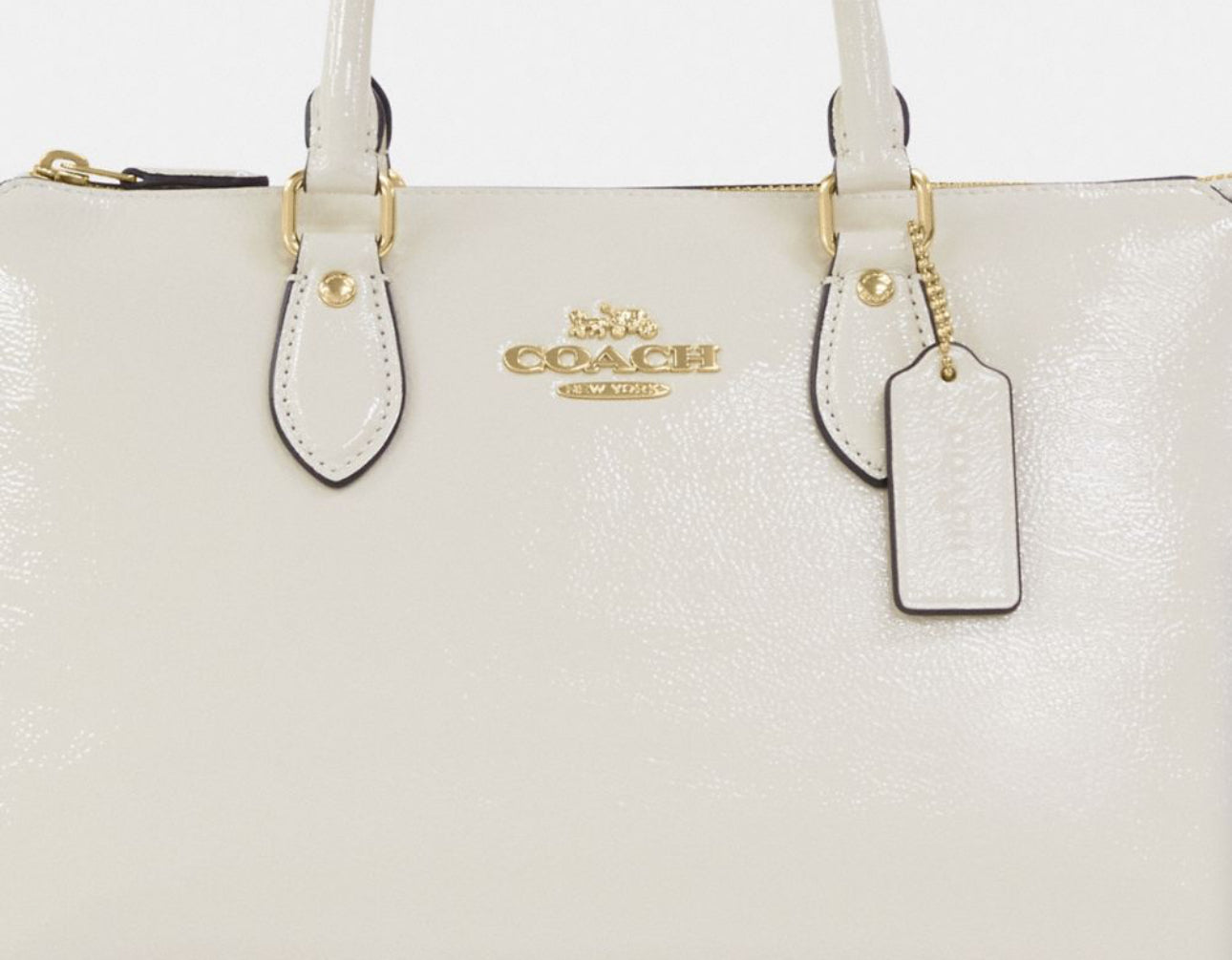 NWT Coach Georgia Satchel Bag In Patent Leather Gold/Pearl