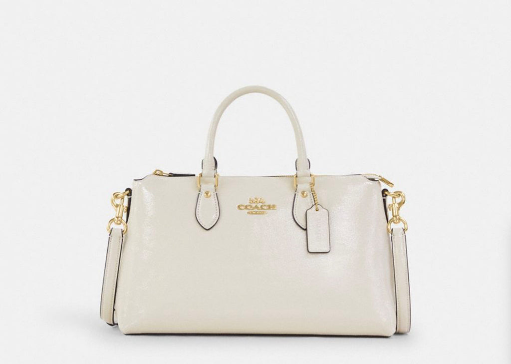 NWT Coach Georgia Satchel Bag In Patent Leather Gold/Pearl