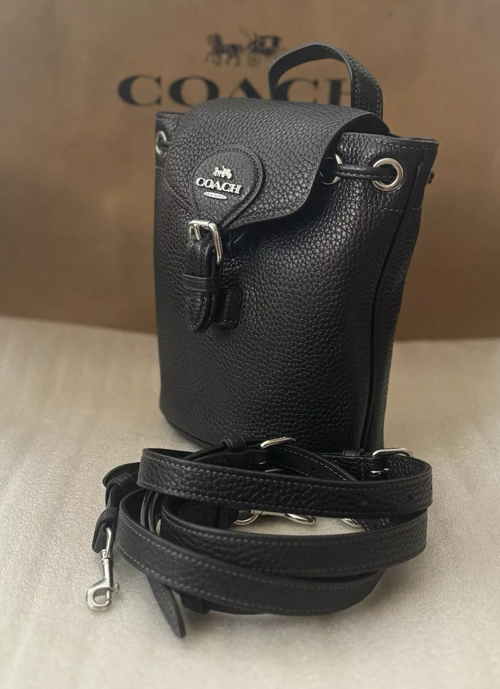 NWT Coach Amelia Convertible Backpack In Leather -Black
