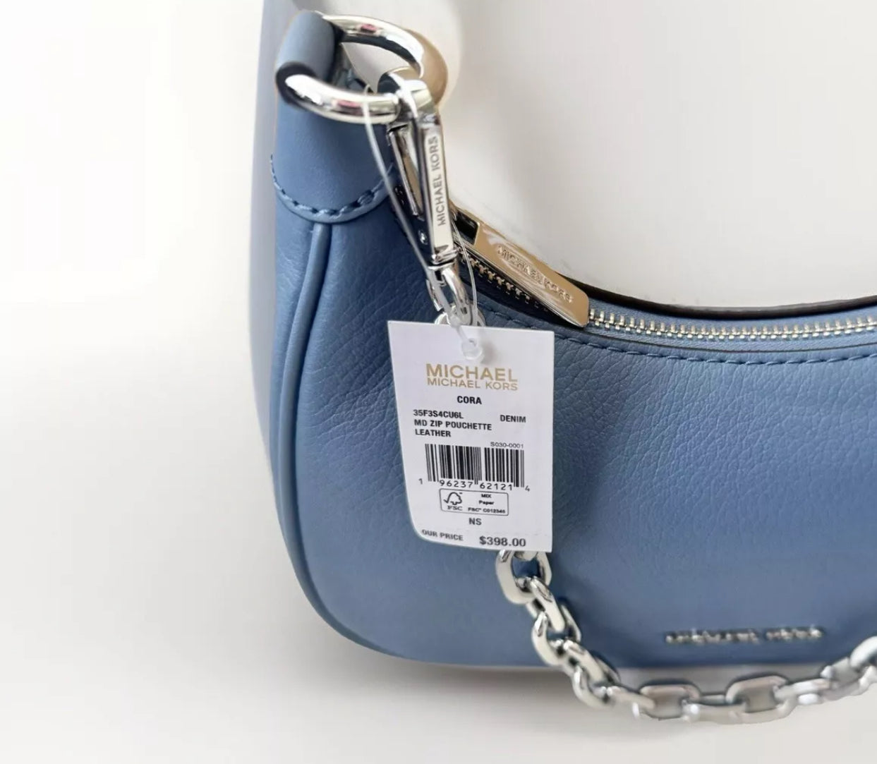 NWT Michael Kors Cora MEDIUM LEATHER Shoulder/Crossbody Bag in Blue