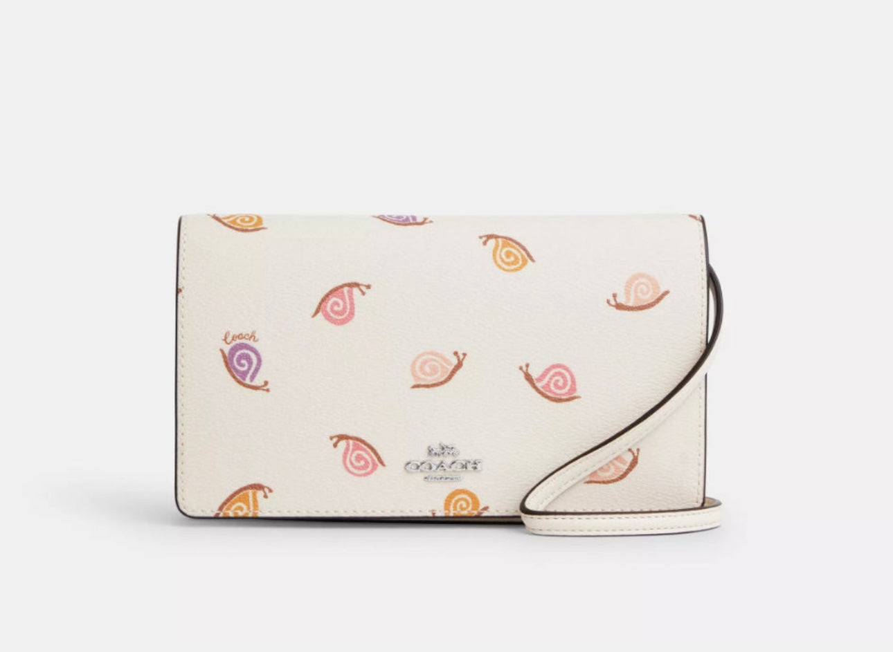 NWT Coach Anna Foldover Clutch/ Crossbody Bag with Snail Print