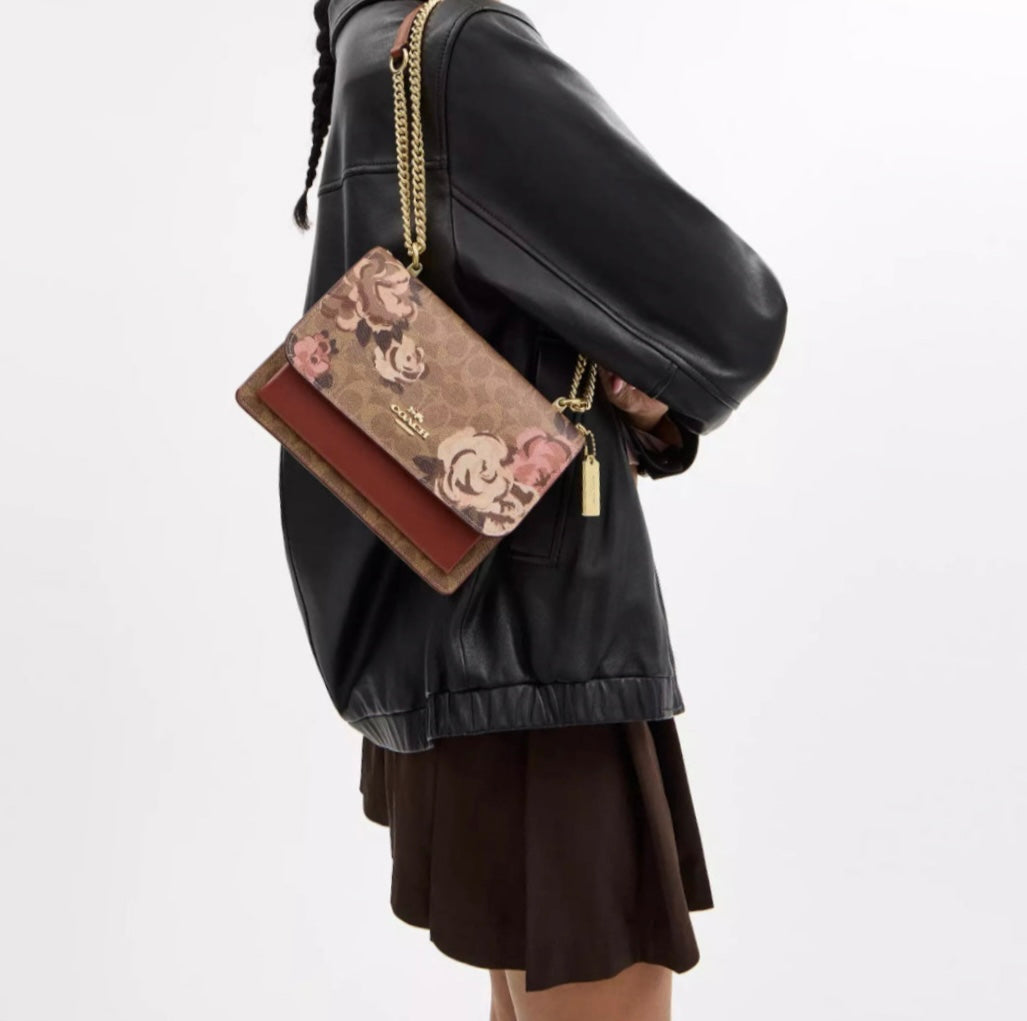 NWT Coach Klare Crossbody Bag In Signature Canvas & Leather With
Rose Print