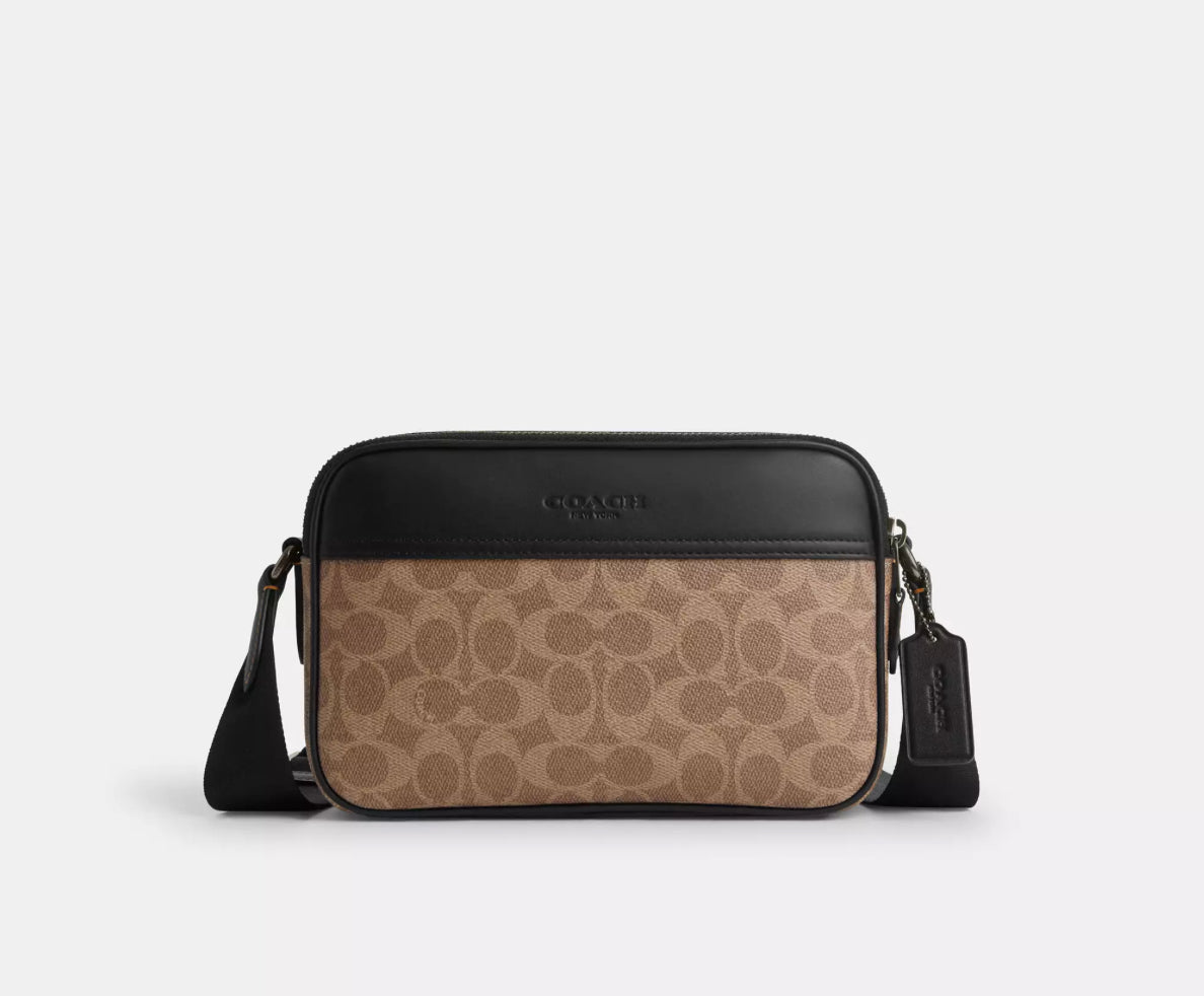 NWT Coach Men’s Graham Crossbody Bag In Signature Canvas & Leather
