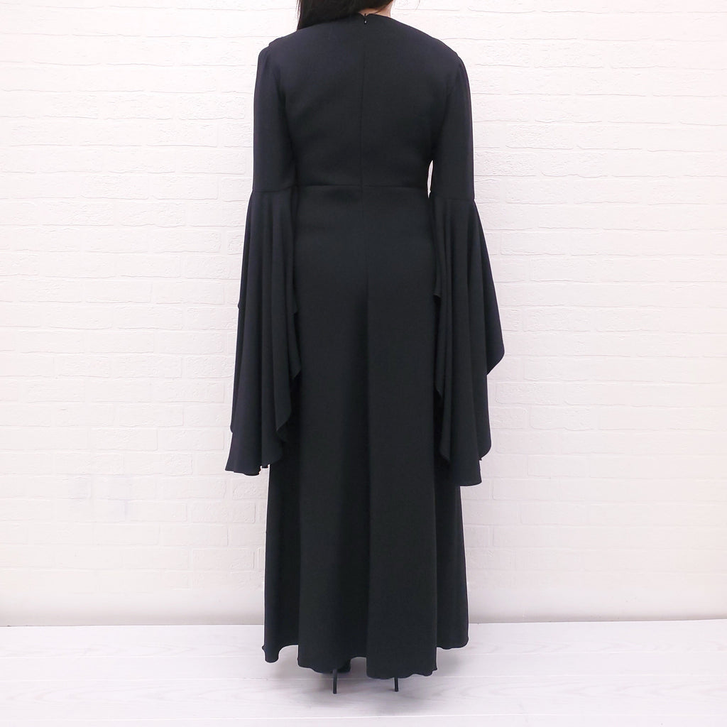 GIAMBATTISTA VALLI BLACK BELL SLEEVE GOWN - SIZE 40