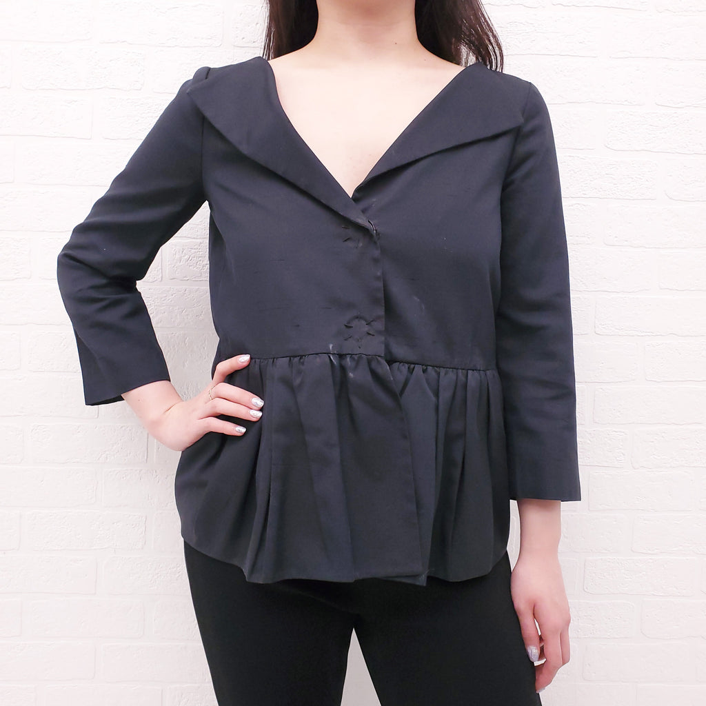 GIAMBATTISTA VALLI BLACK PEPLUM JACKET - SIZE 38