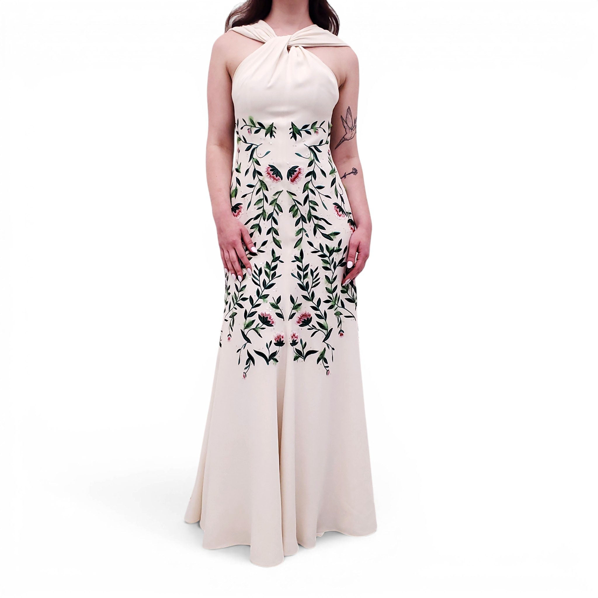 GIAMBATTISTA VALLI WHITE FLORAL SEQUIN GOWN - SIZE 42