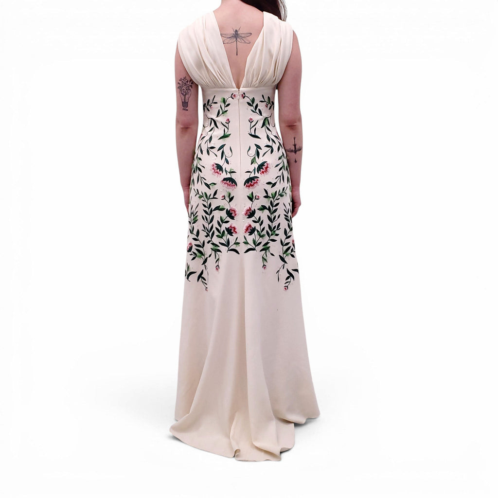GIAMBATTISTA VALLI WHITE FLORAL SEQUIN GOWN - SIZE 42