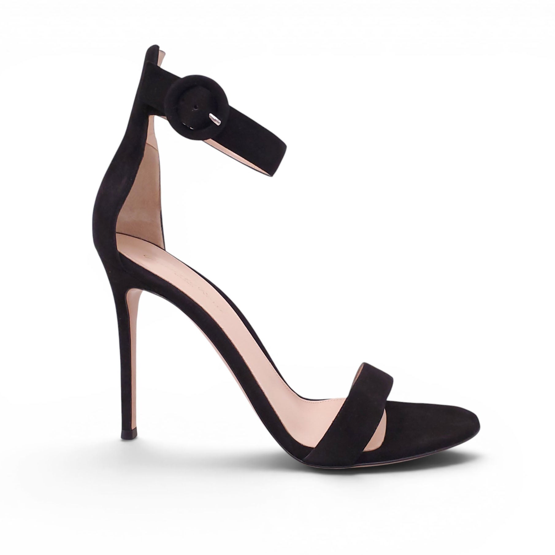 GIANVITO ROSSI BLACK SUEDE 'PORTOFINO 105MM' SANDAL HEELS - SIZE 41