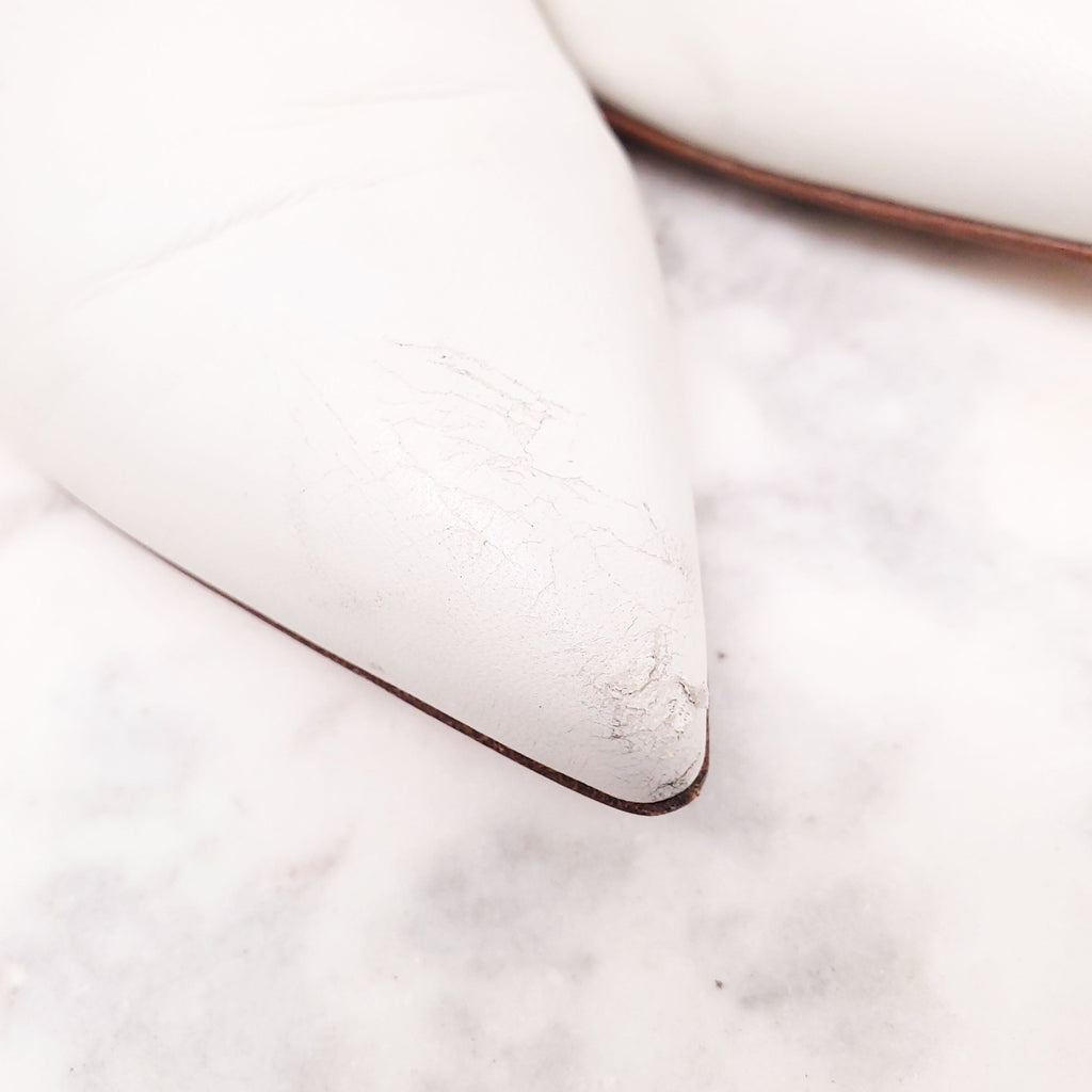 GIANVITO ROSSI CREAM LEATHER BOOTS - SIZE 37.5