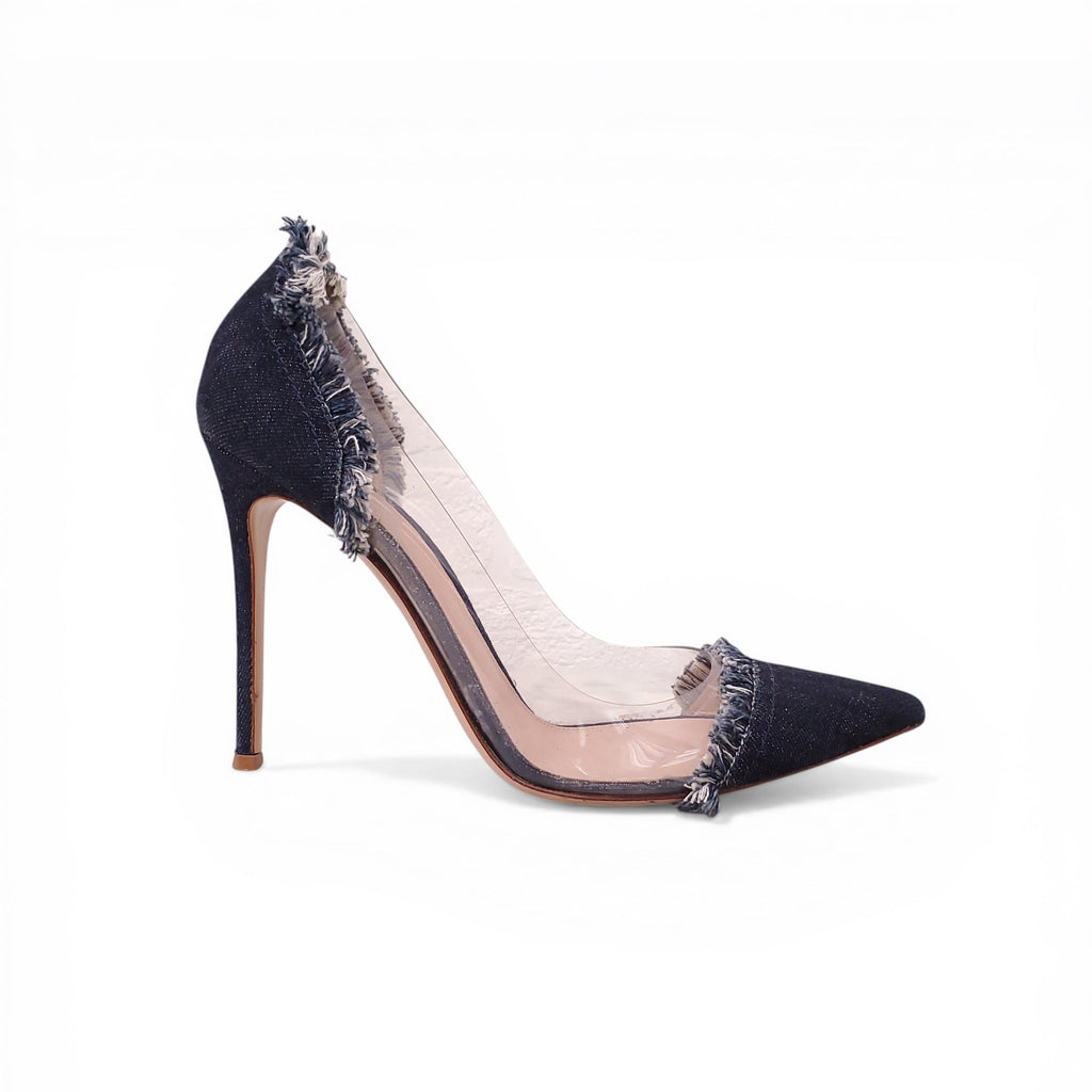 GIANVITO ROSSI DENIM & PVC HEELS - SIZE 40