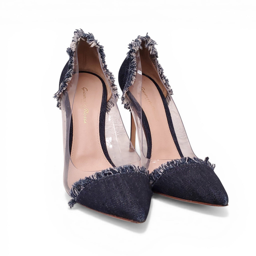 GIANVITO ROSSI DENIM & PVC HEELS - SIZE 40