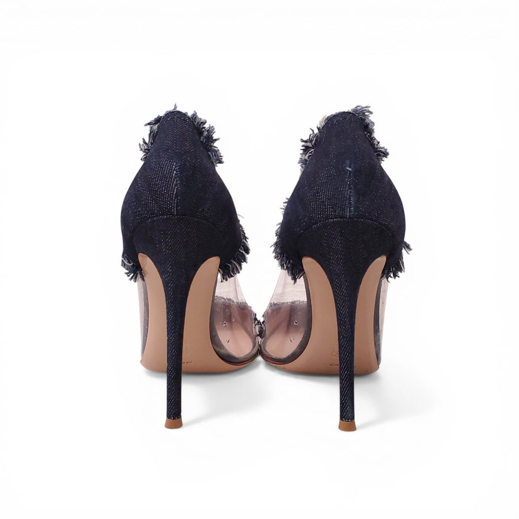 GIANVITO ROSSI DENIM & PVC HEELS - SIZE 40