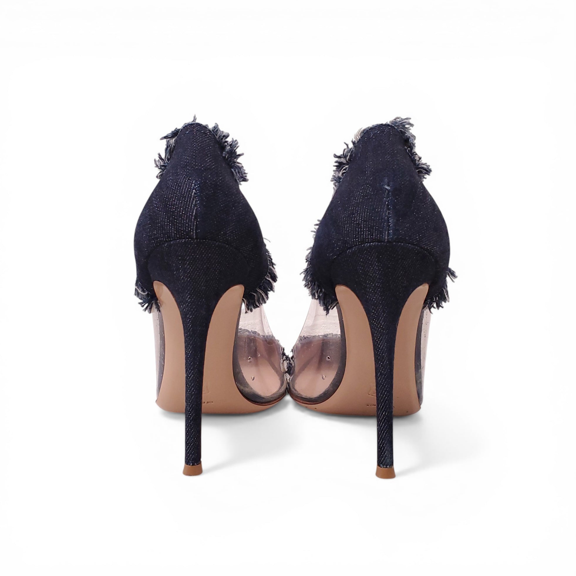 GIANVITO ROSSI DENIM & PVC HEELS - SIZE 40