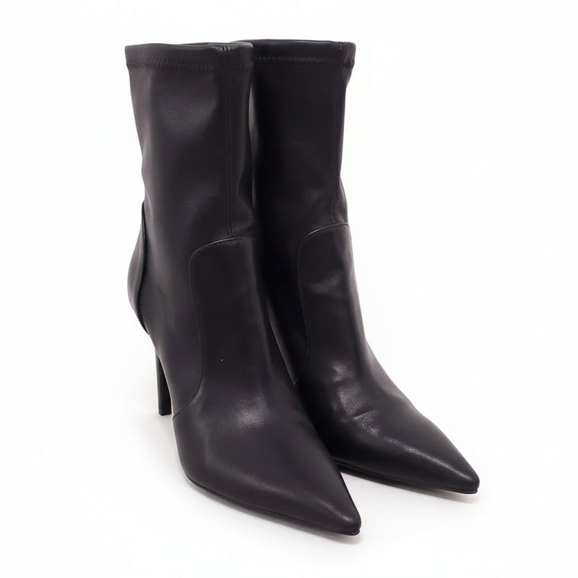 STUART WEITZMAN BLACK LEATHER STILETTO BOOTIES - SIZE 6.5