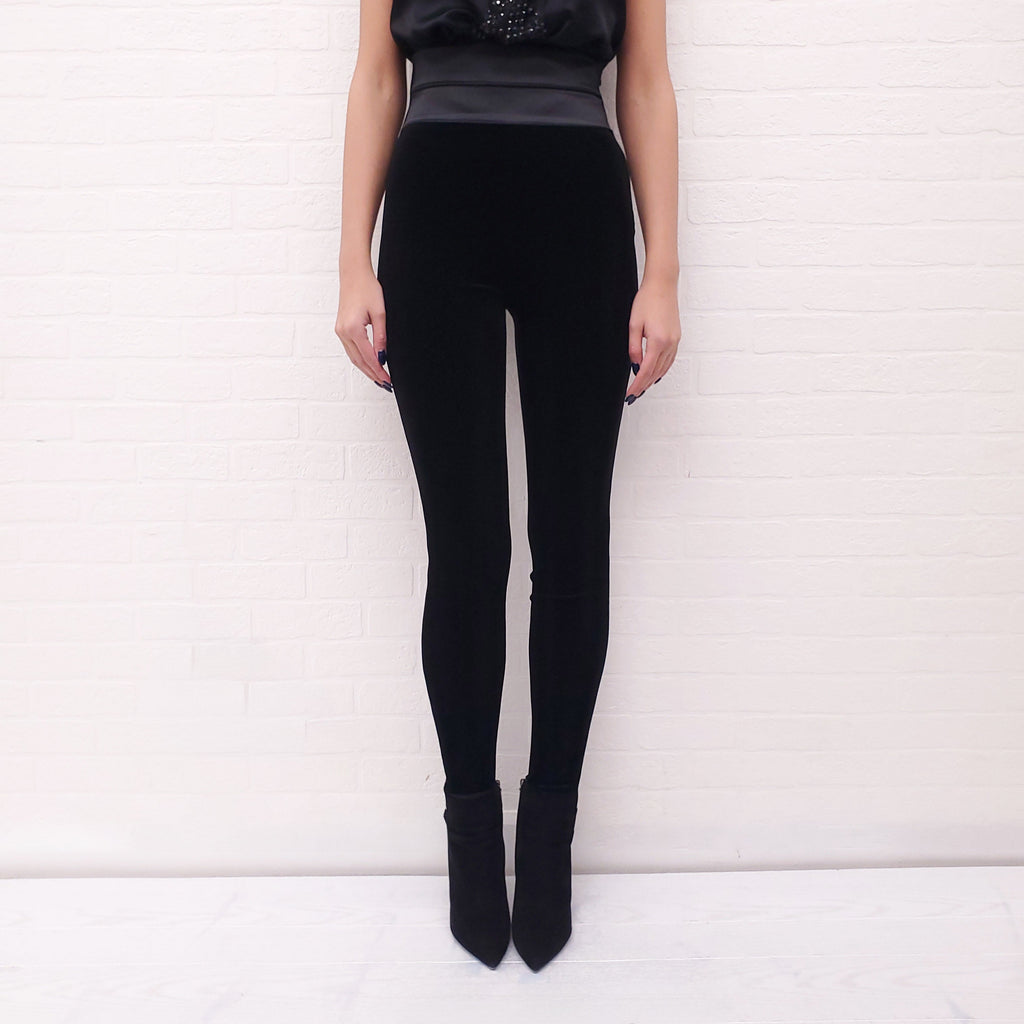 GIORGIO ARMANI VELVET LEGGING  WITH TUXEDO WAIST BAND & STIRUPS- SIZE 36