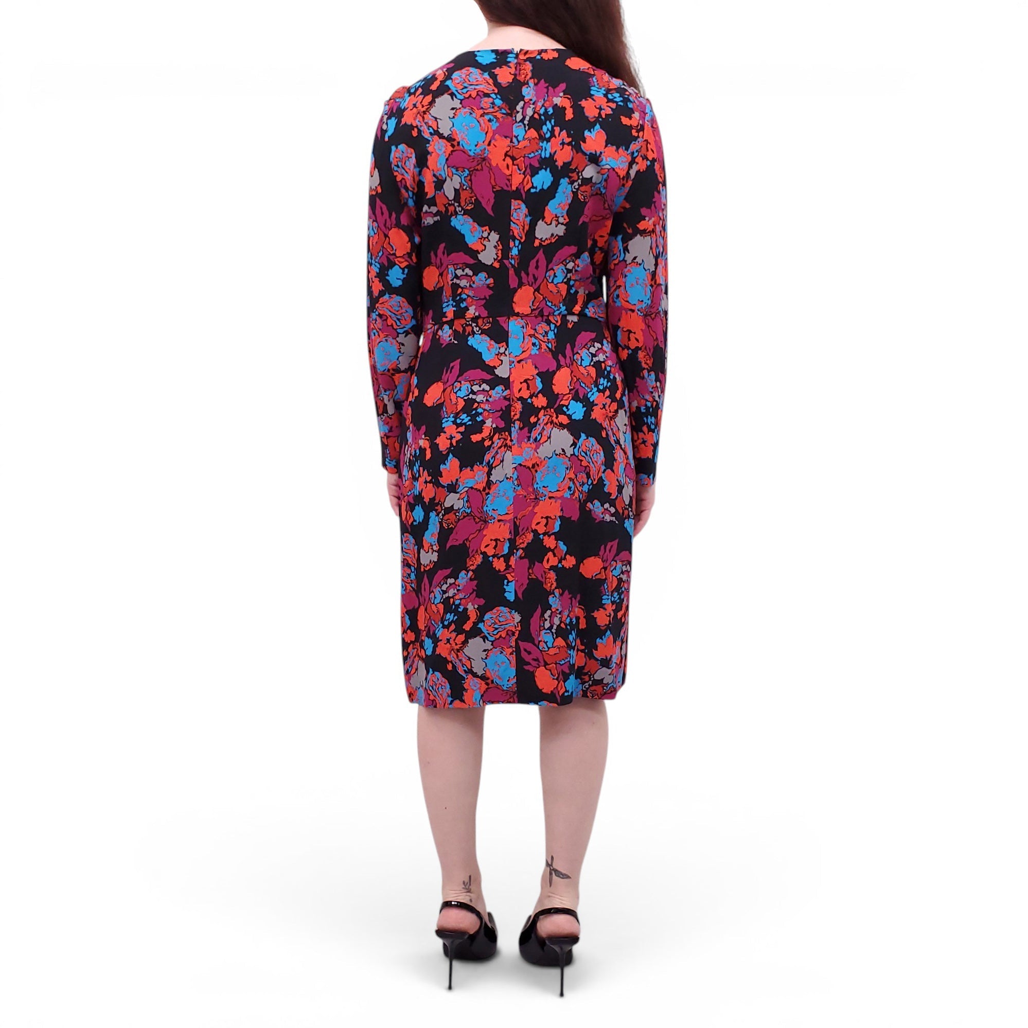 GIVENCHY BLACK AND MULTICOLOURED PATTERNED DRESS - SIZE 42