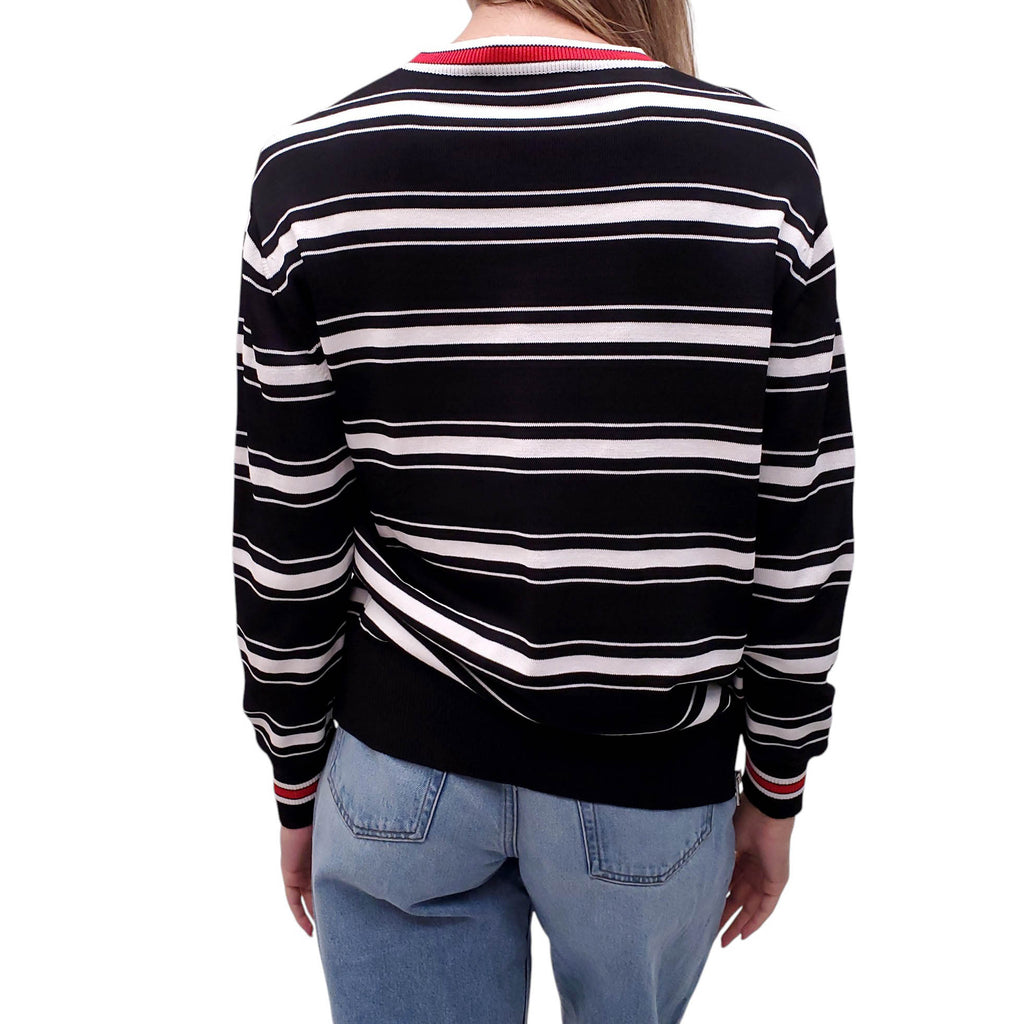 GIVENCHY BLACK AND WHITE STRIPED CREWNECK SWEATER - SIZE S