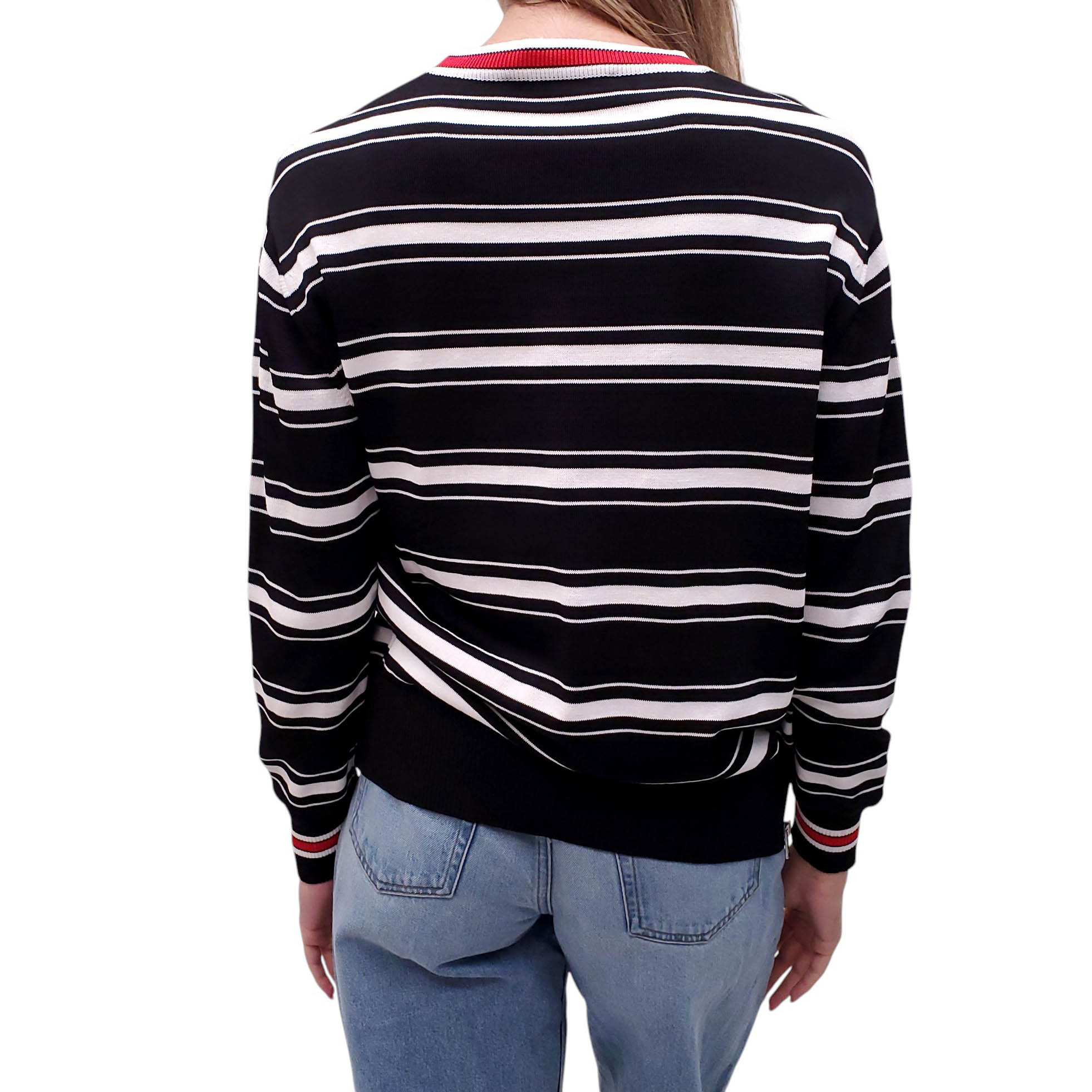 GIVENCHY BLACK AND WHITE STRIPED CREWNECK SWEATER - SIZE S