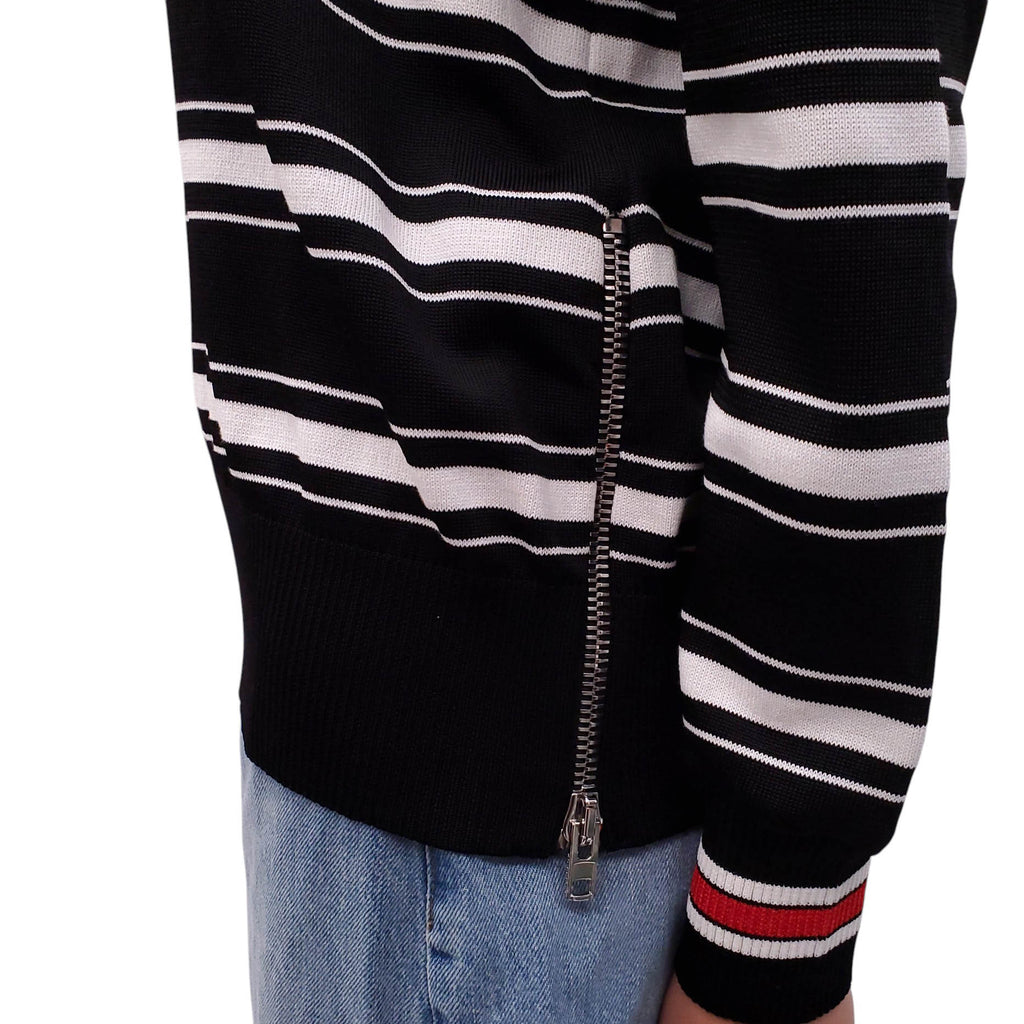 GIVENCHY BLACK AND WHITE STRIPED CREWNECK SWEATER - SIZE S