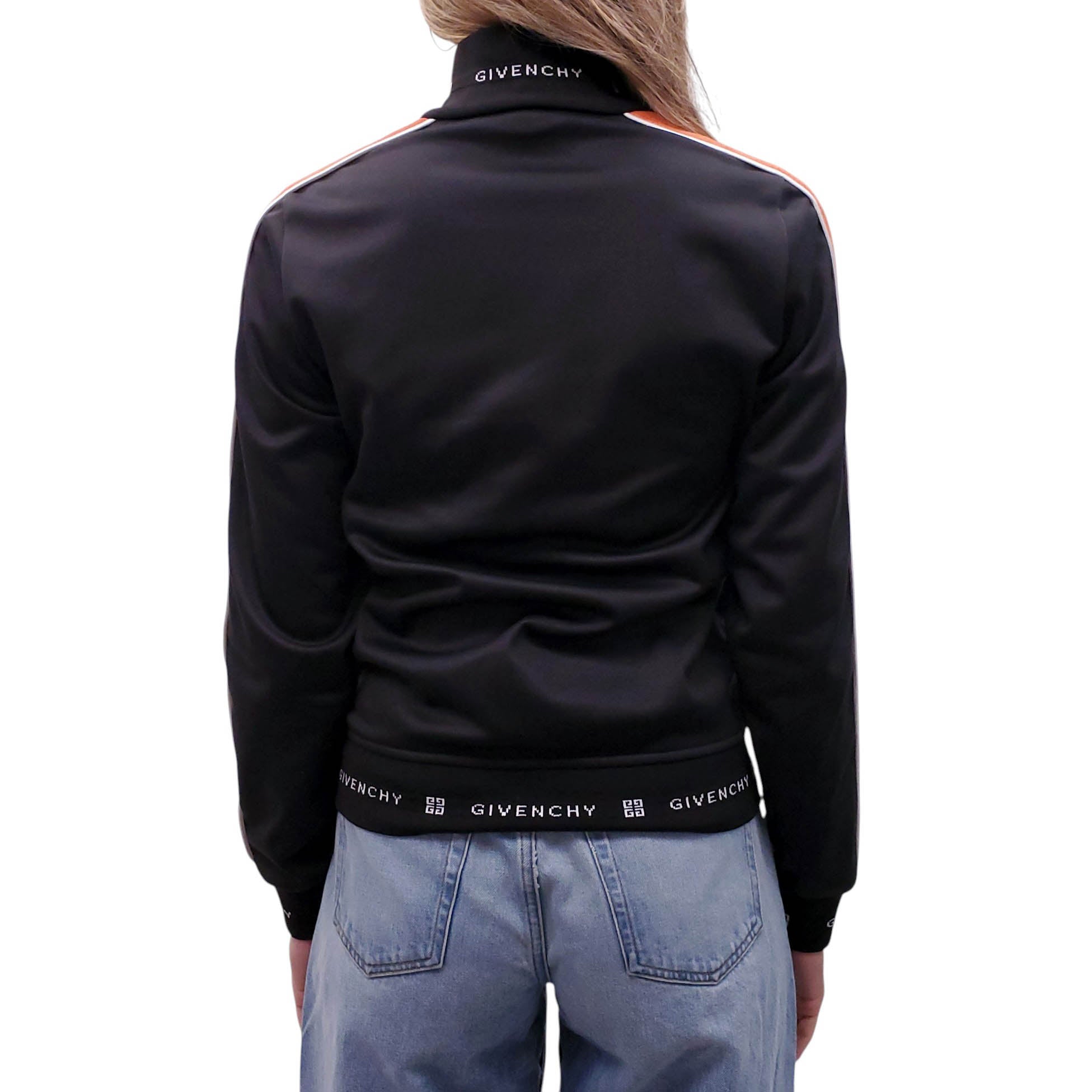 GIVENCHY BLACK TRACK JACKET WITH LOGO DETAIL - SIZE 36