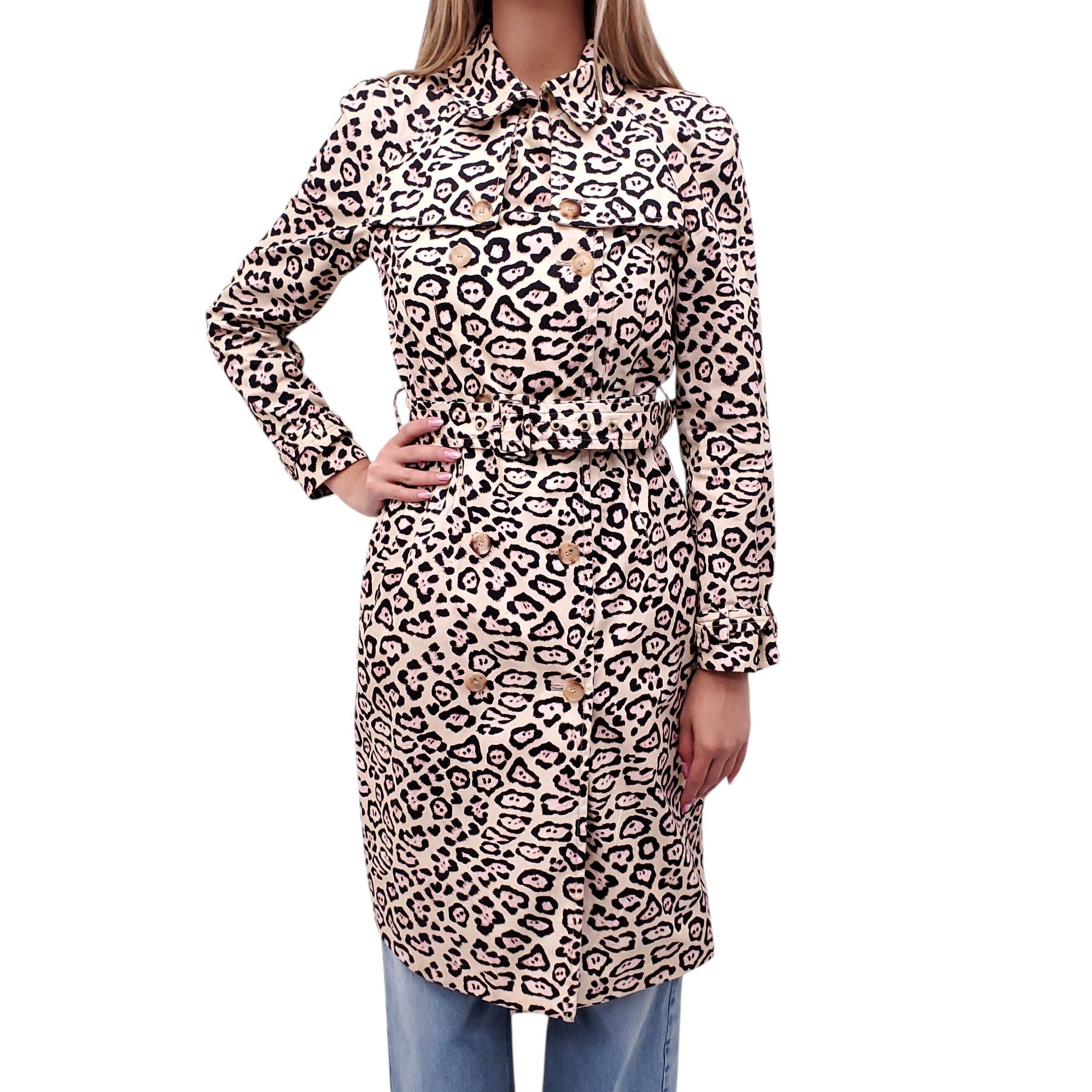 GIVENCHY LEOPARD PATTERNED TRENCH COAT - SIZE 38