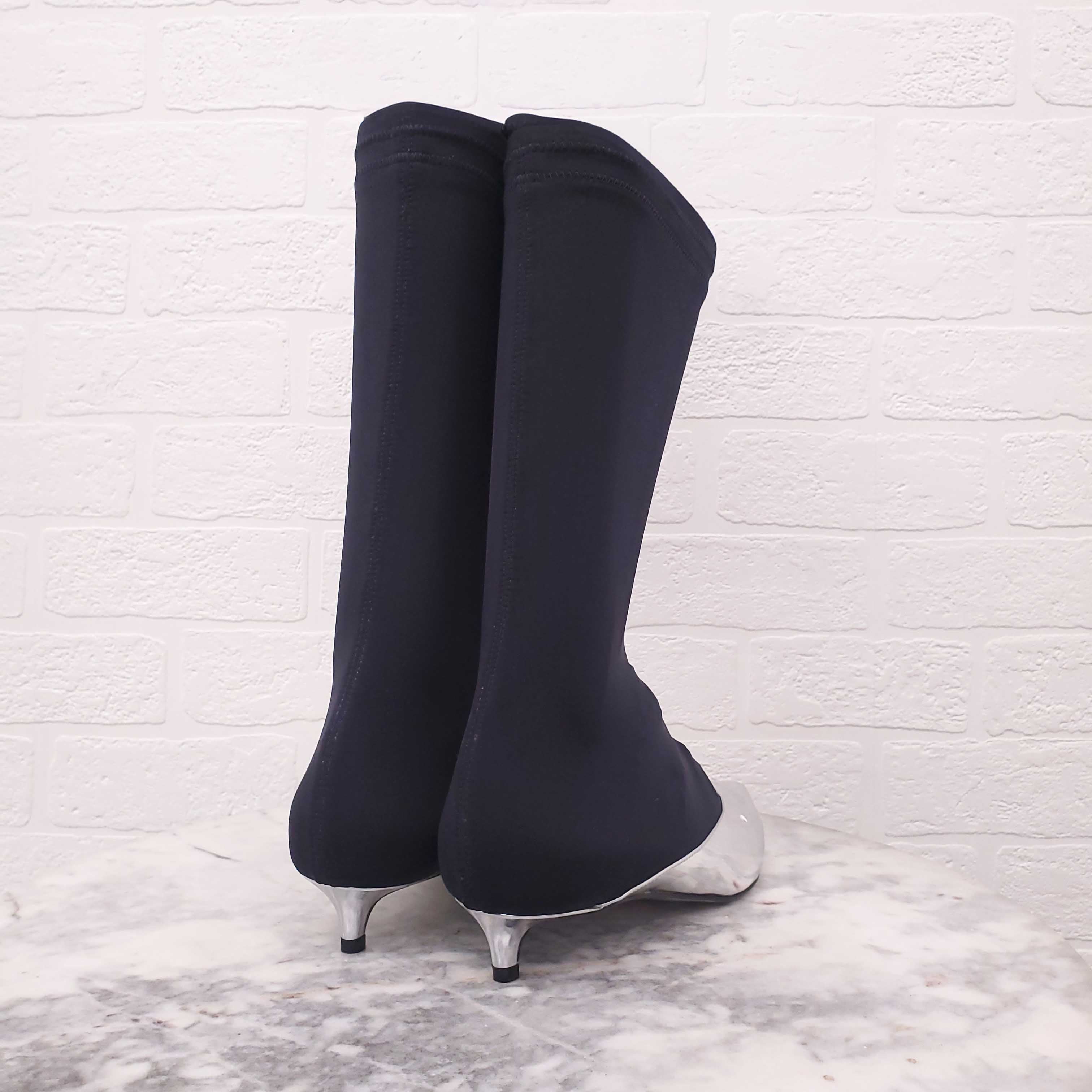 GIVENCHY SILVER PATENT LEATHER SOCK BOOTS - SIZE 37