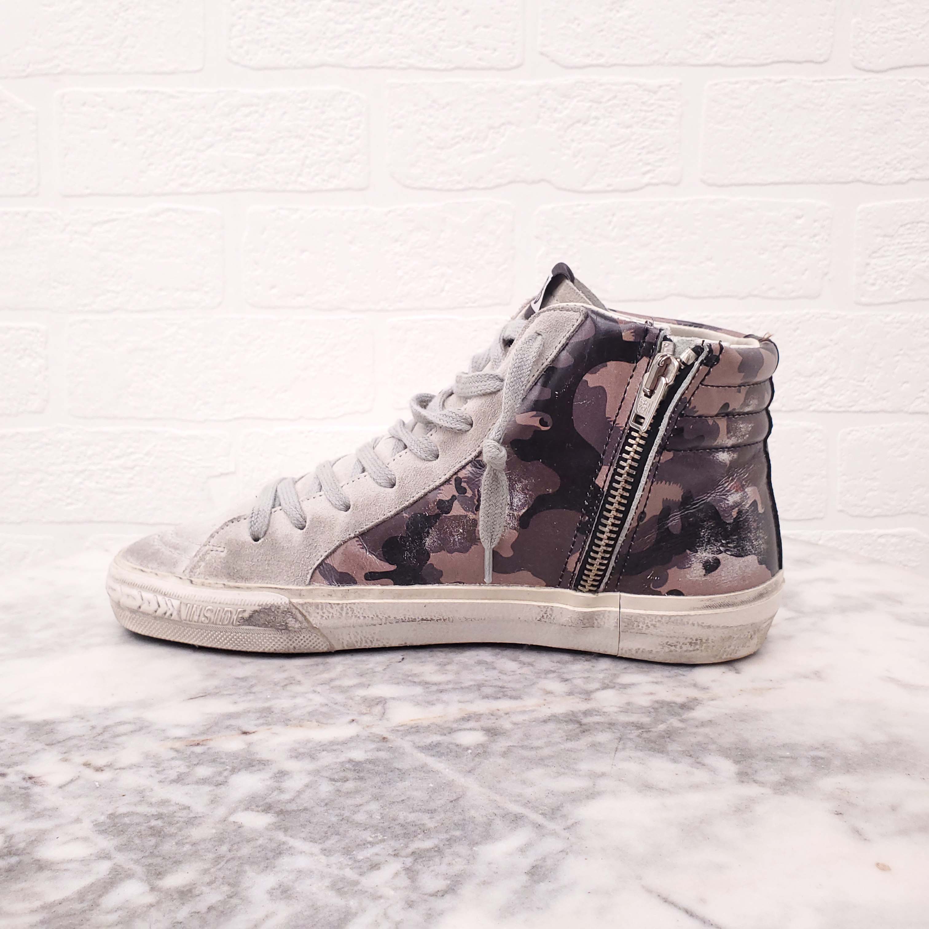 GOLDEN GOOSE CAMO 'SLIDE' SNEAKERS - SIZE 36