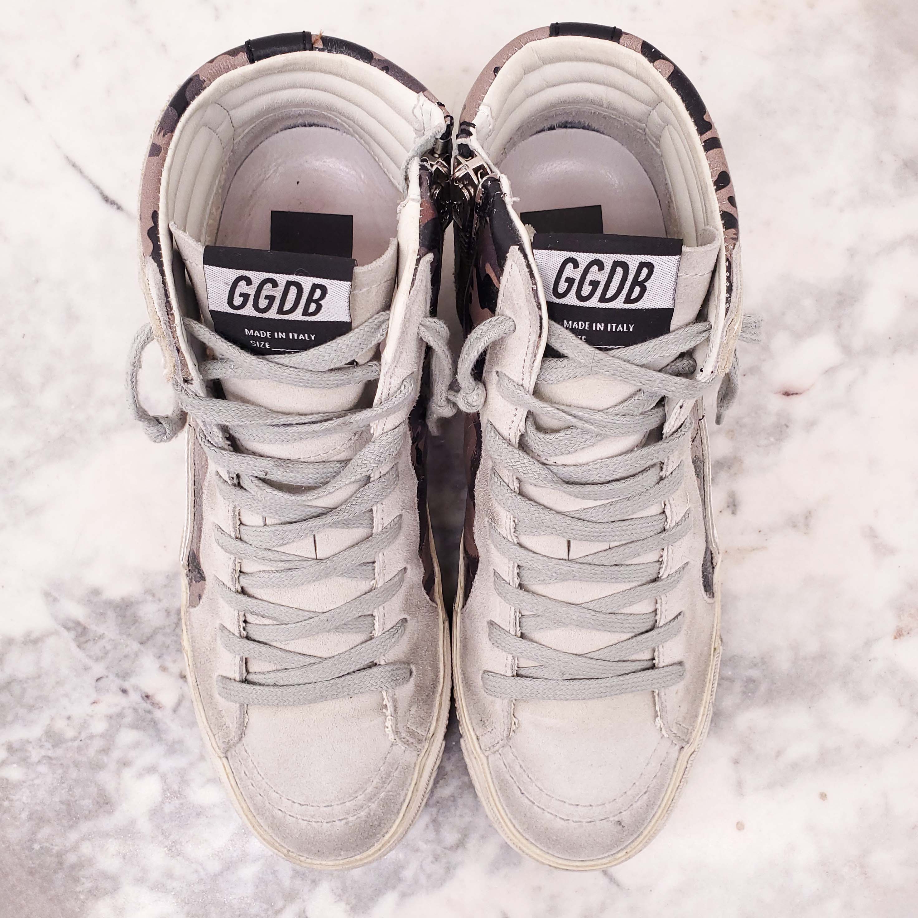 GOLDEN GOOSE CAMO 'SLIDE' SNEAKERS - SIZE 36