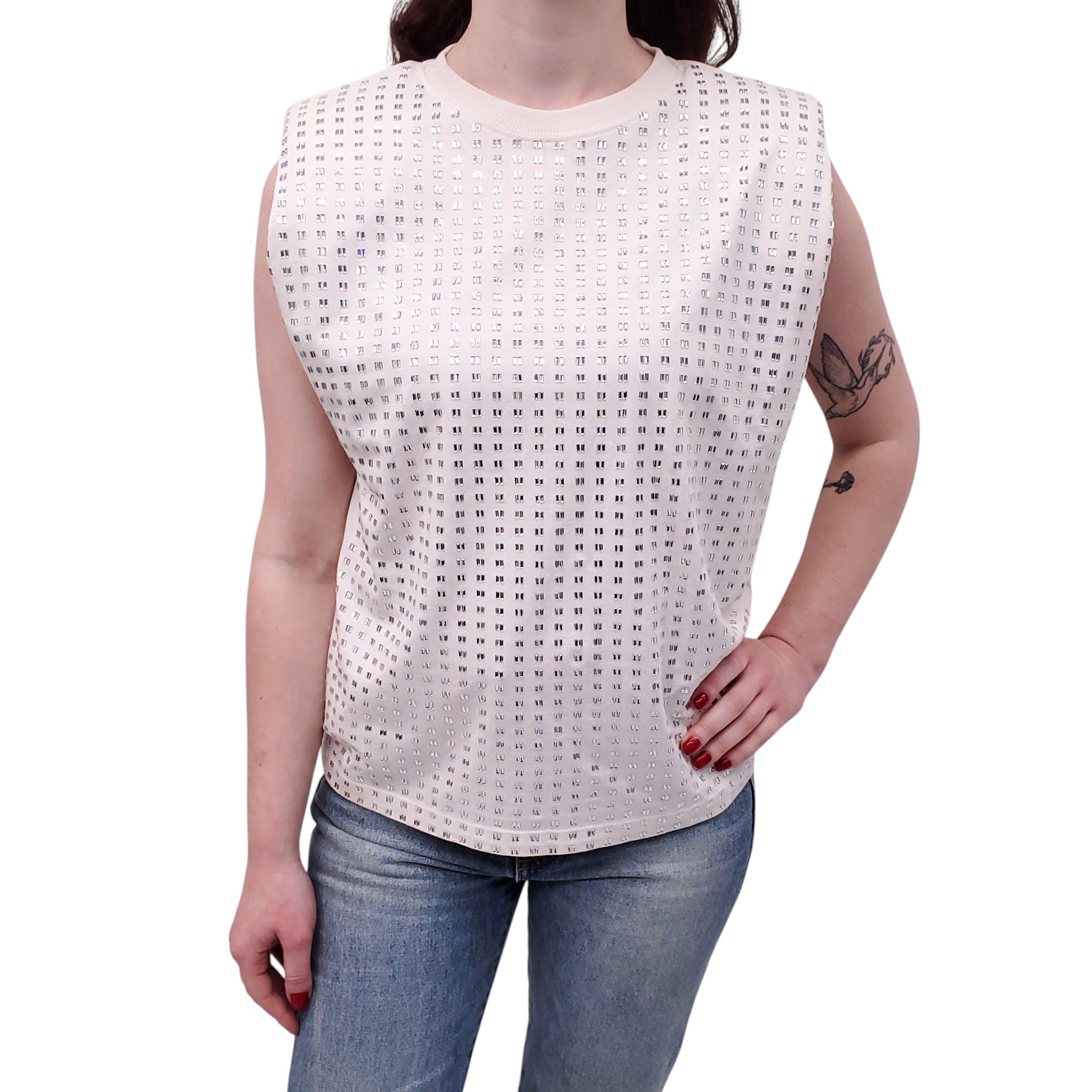 GOLDEN GOOSE CREAM CRYSTAL TANK TOP - SIZE XS